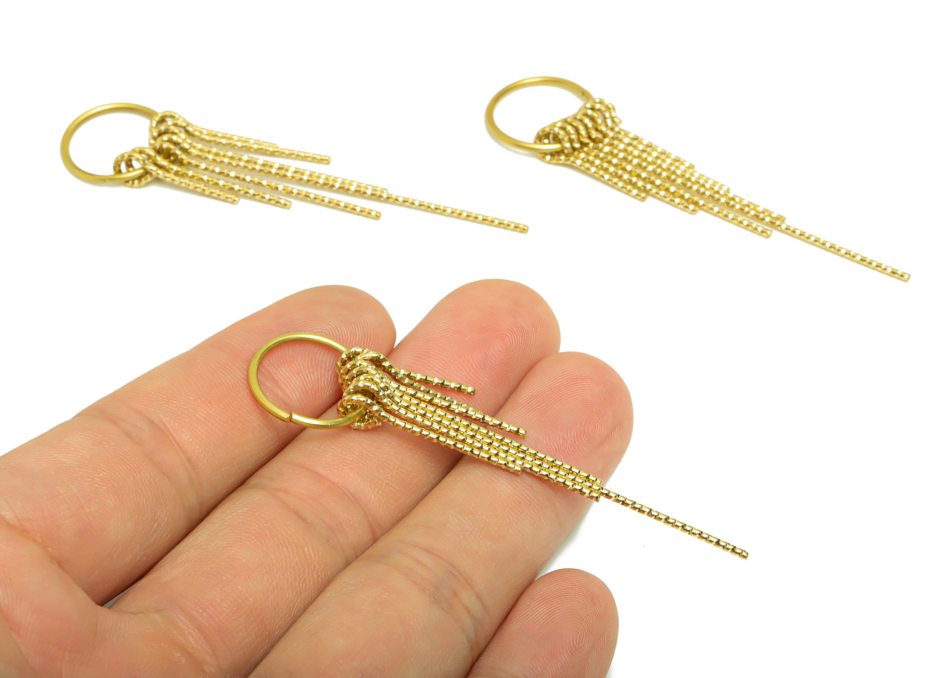 Brass Tassel Earring Charm - Brass Textured Wires Earring Charm - Stick Wires Earring Tassel Charm - Dangle Tassel Charm - 67x15x1mm -PP9111 - DOMEDBAZAAR