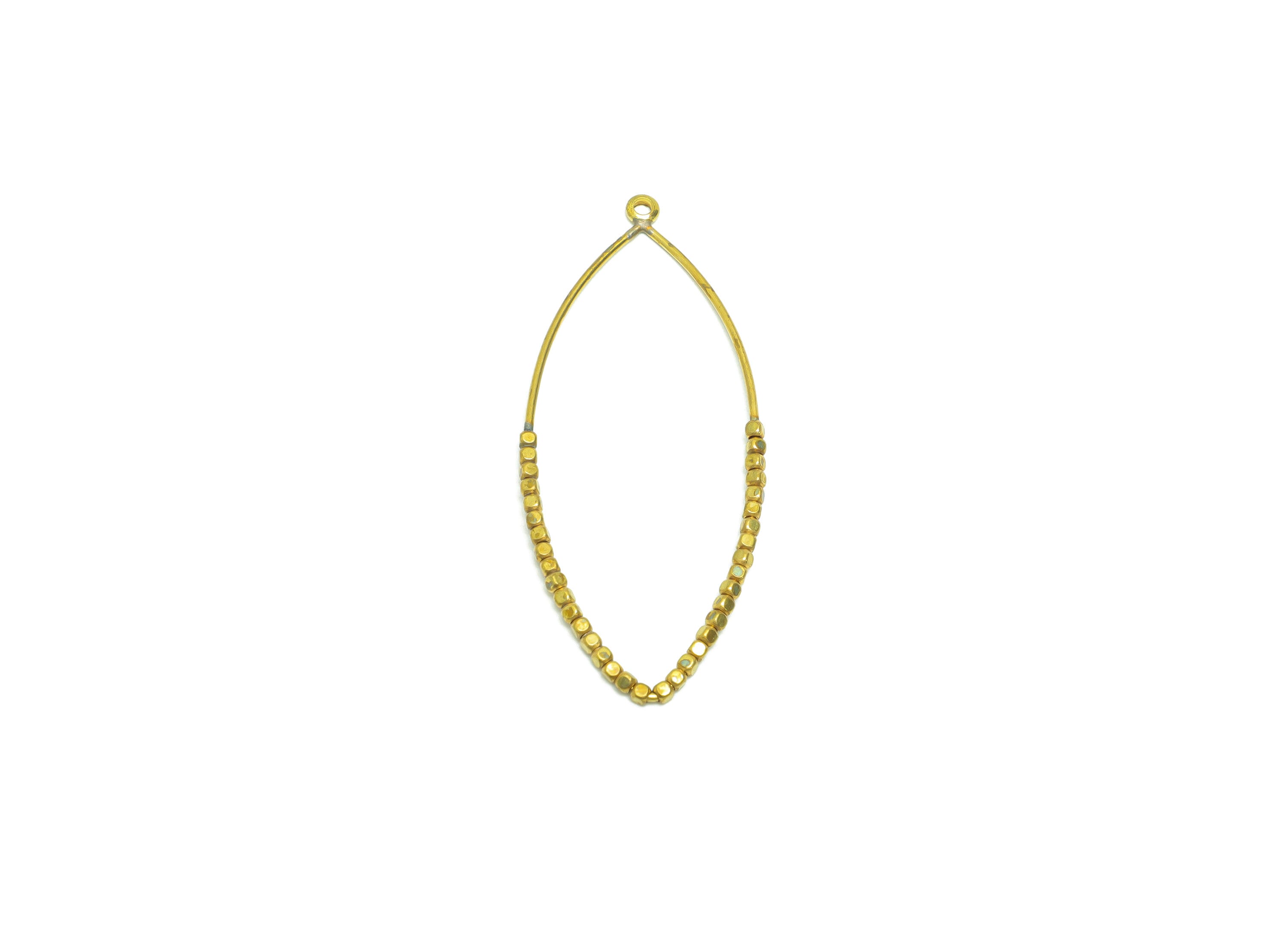 Beaded Wire MarquiseCharm - Brass Marquise Earring Charm - Cube Beaded Earring Charm - Turn Eye Beads Earring Charm - 46x24x1.64mm -PP9081 - DOMEDBAZAAR