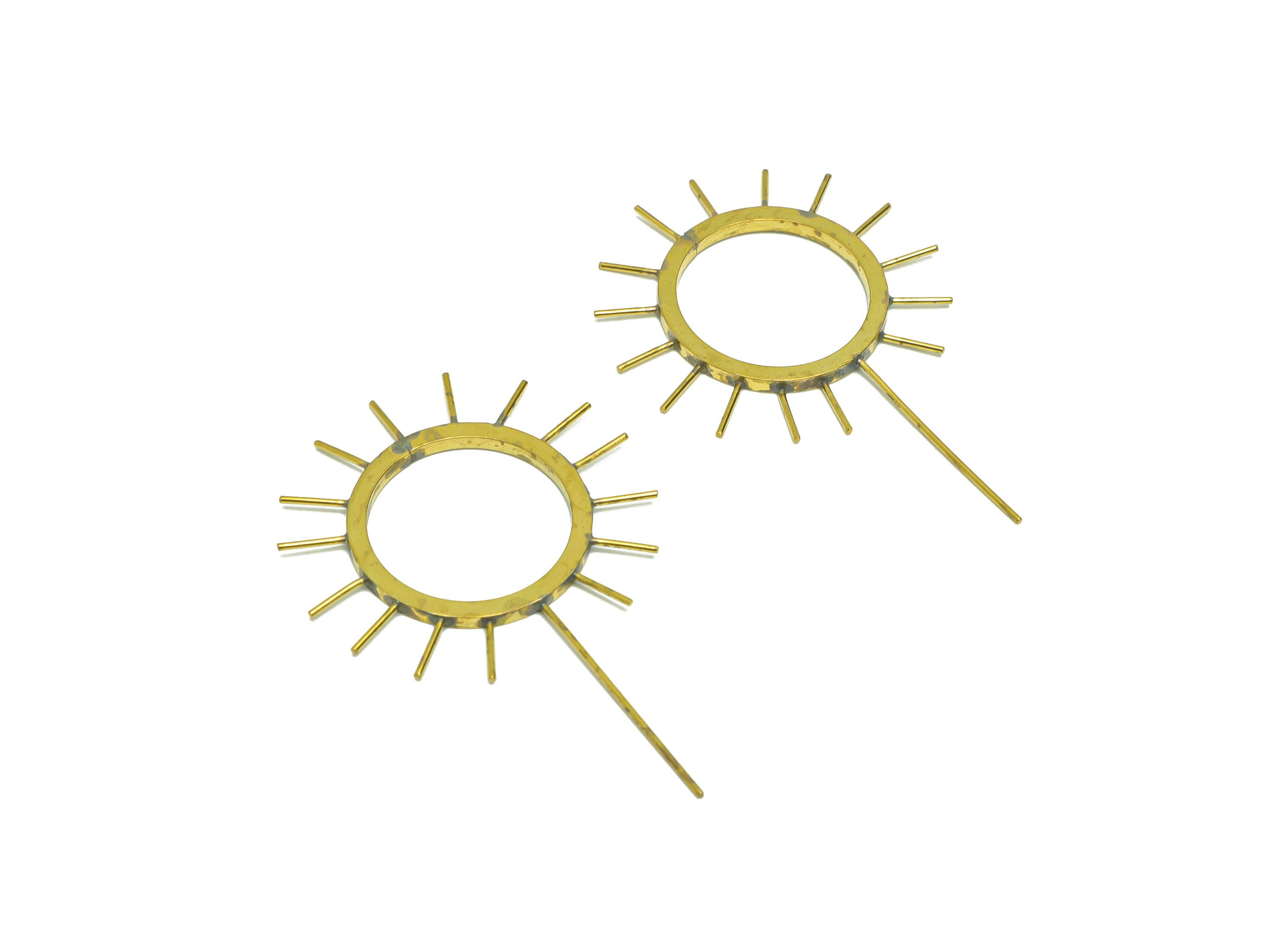 Brass Sun Wire Earring Charm - Brass Sunshine Wire Earring Charm - Brass Geometry Wire Earring Charm - Brass Rudder Charm - 57x37x1mm-PP9062 - DOMEDBAZAAR