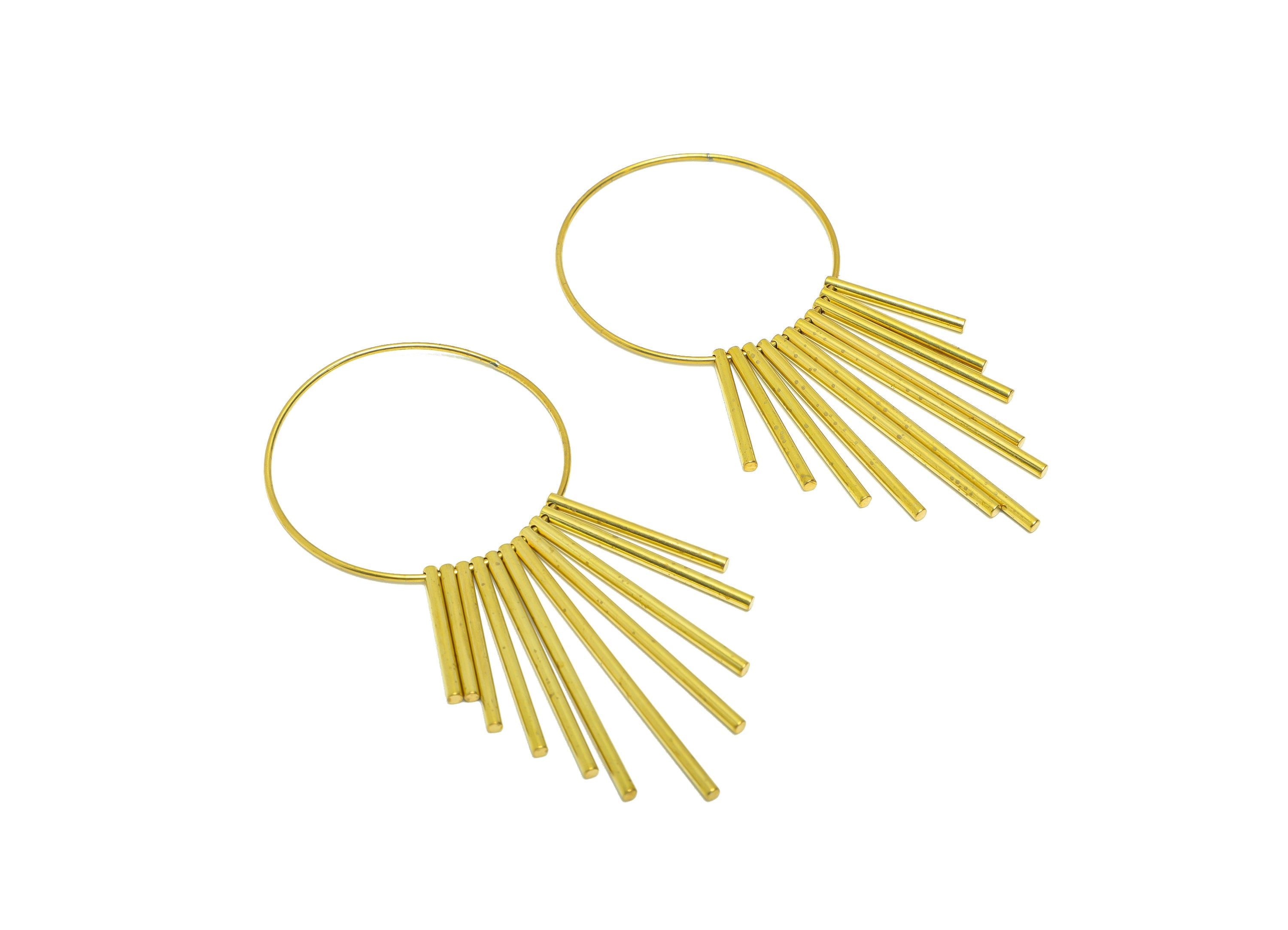 Brass Tassel Earring Charm - Brass Stick Wires Earring Charm - Bar Wires Earring Tassel Charm - Dangle Tassel Charm - 82x38x1.98mm -PP9073 - DOMEDBAZAAR