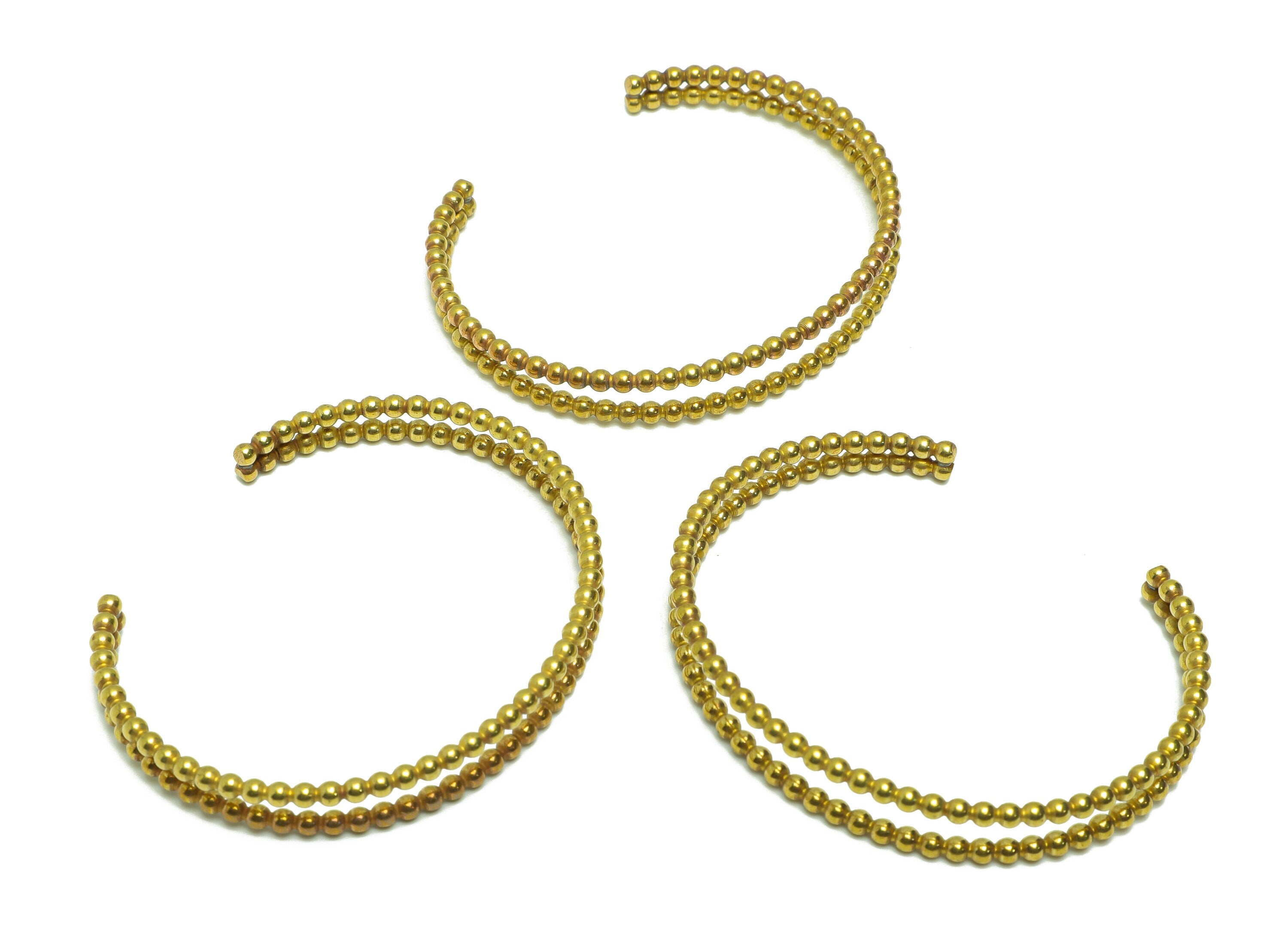 Brass Beads Bracelet - Brass Open Bracelet - Brass Beaded link Bangle -Brass Double Beads Link Bracelet - For Bracelet - 55x62x2mm - PP9058 - DOMEDBAZAAR