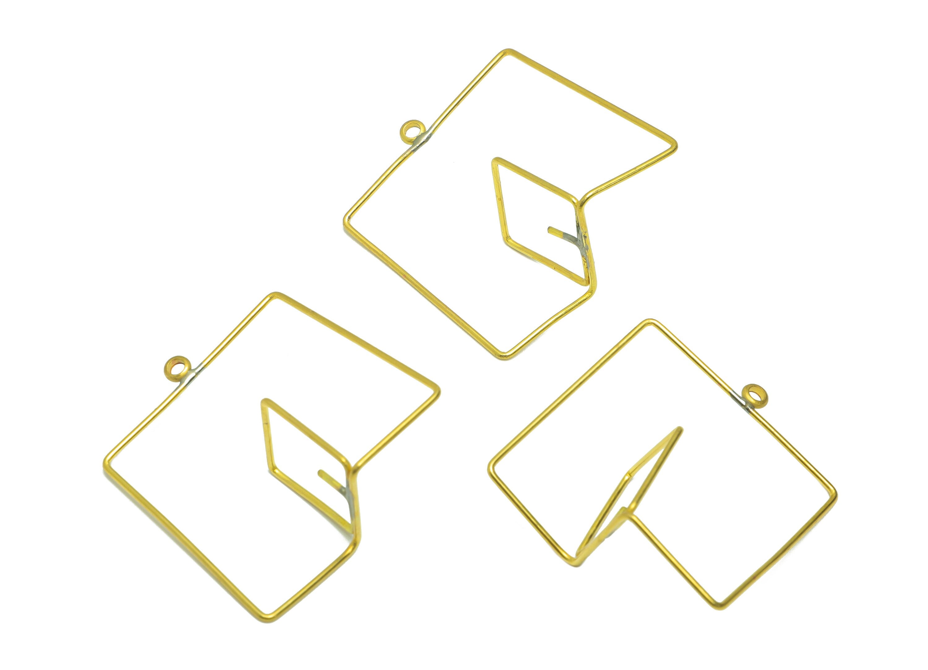 Brass Wire Square Earring Charm - Brass Space Wire Earring Charm - Brass Geometry Wire Earring Charm - For Peral - 30x28x0.79mm - PP9017 - DOMEDBAZAAR