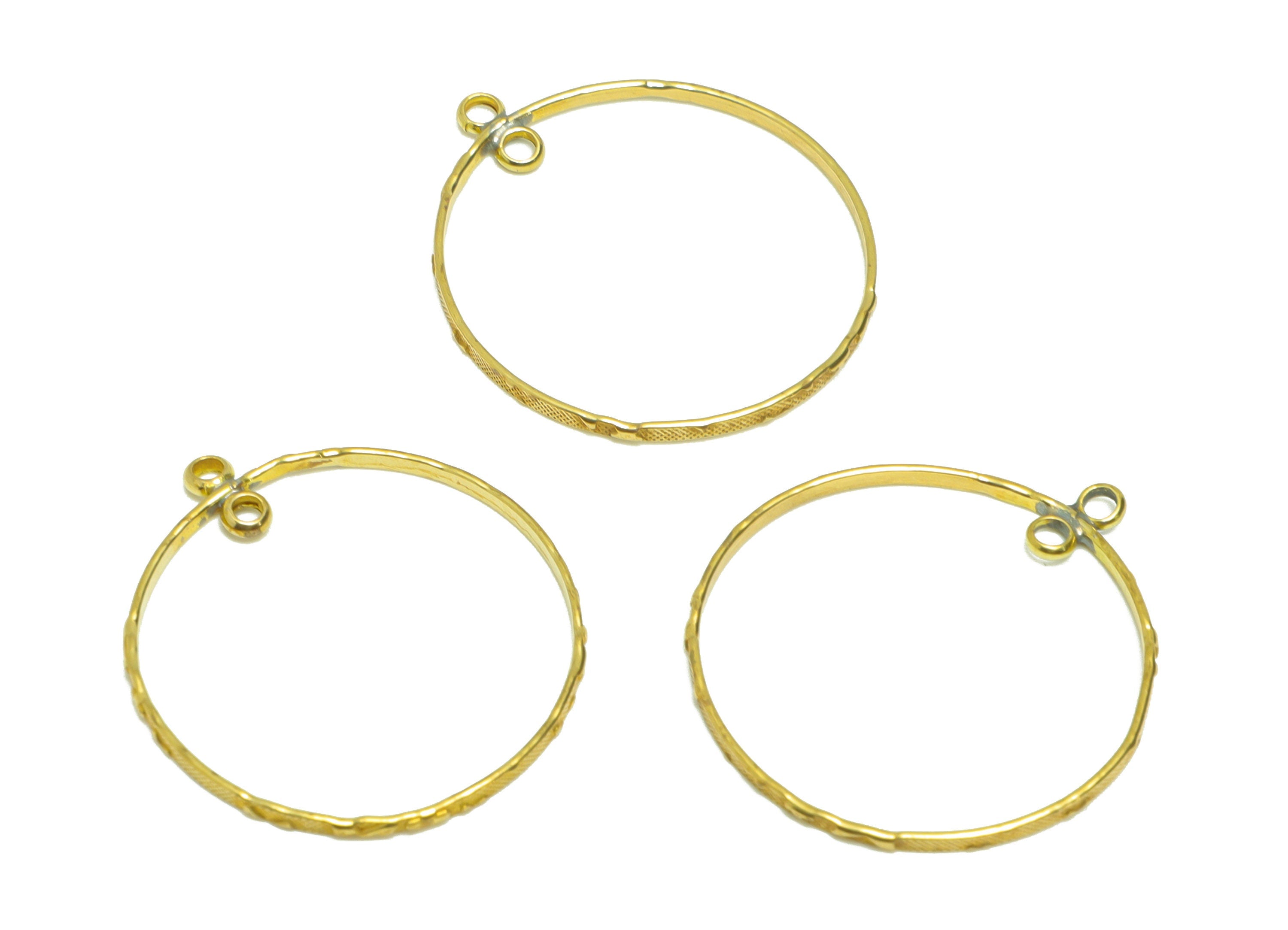Brass Round Earring Charm - Brass Textured Circle Connector - Brass Geometry Hoop Earring Charm - Earring Finding - 27x25x1.39mm - PP9031 - DOMEDBAZAAR