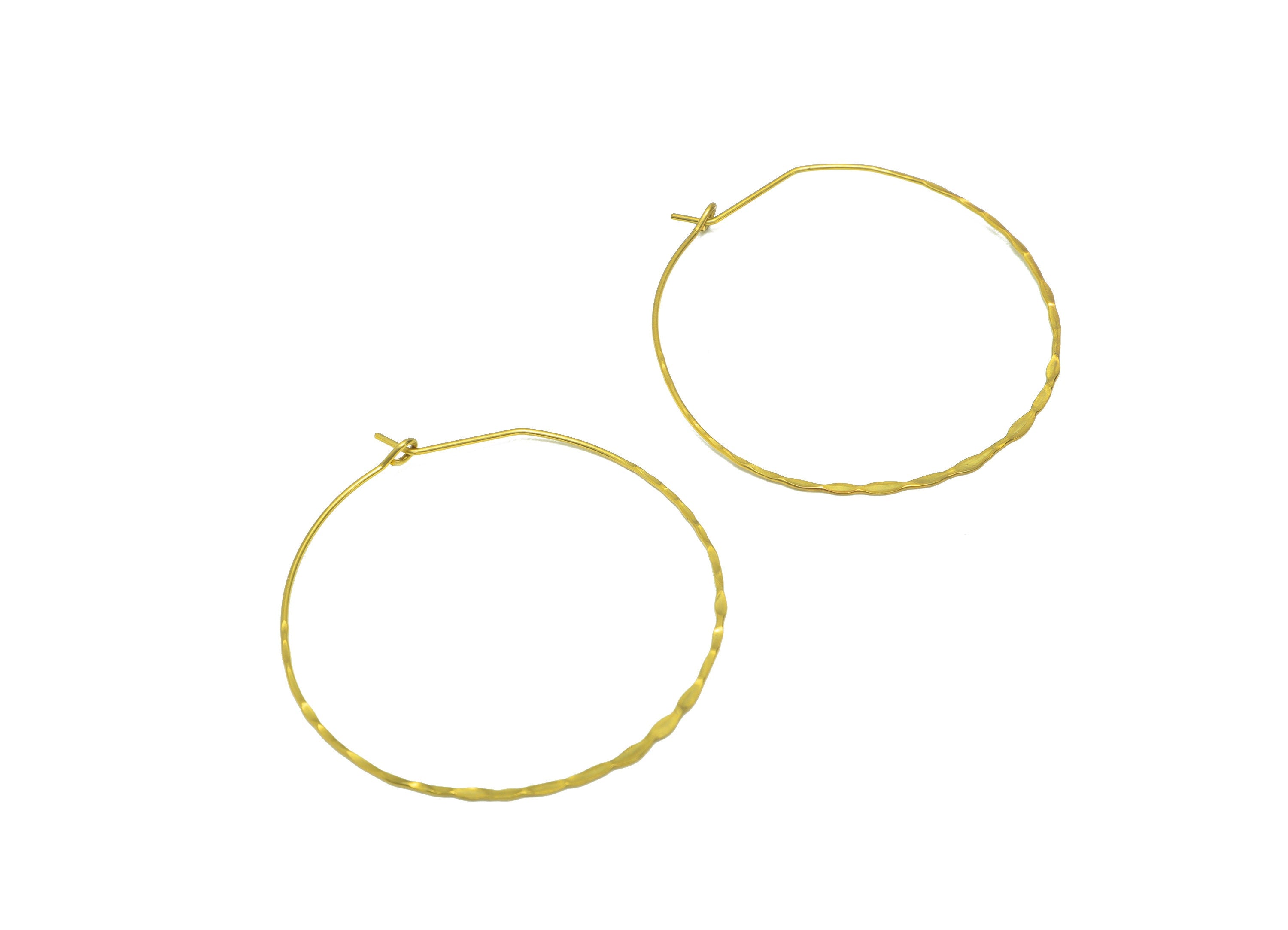 Hammered Round Wire Hoop Earring - Brass Hammered Circle Wire Lock Earring - Geometry Wire Hoop Lock Earring Charm - 50.56x49x0.78mm-PP9049 - DOMEDBAZAAR