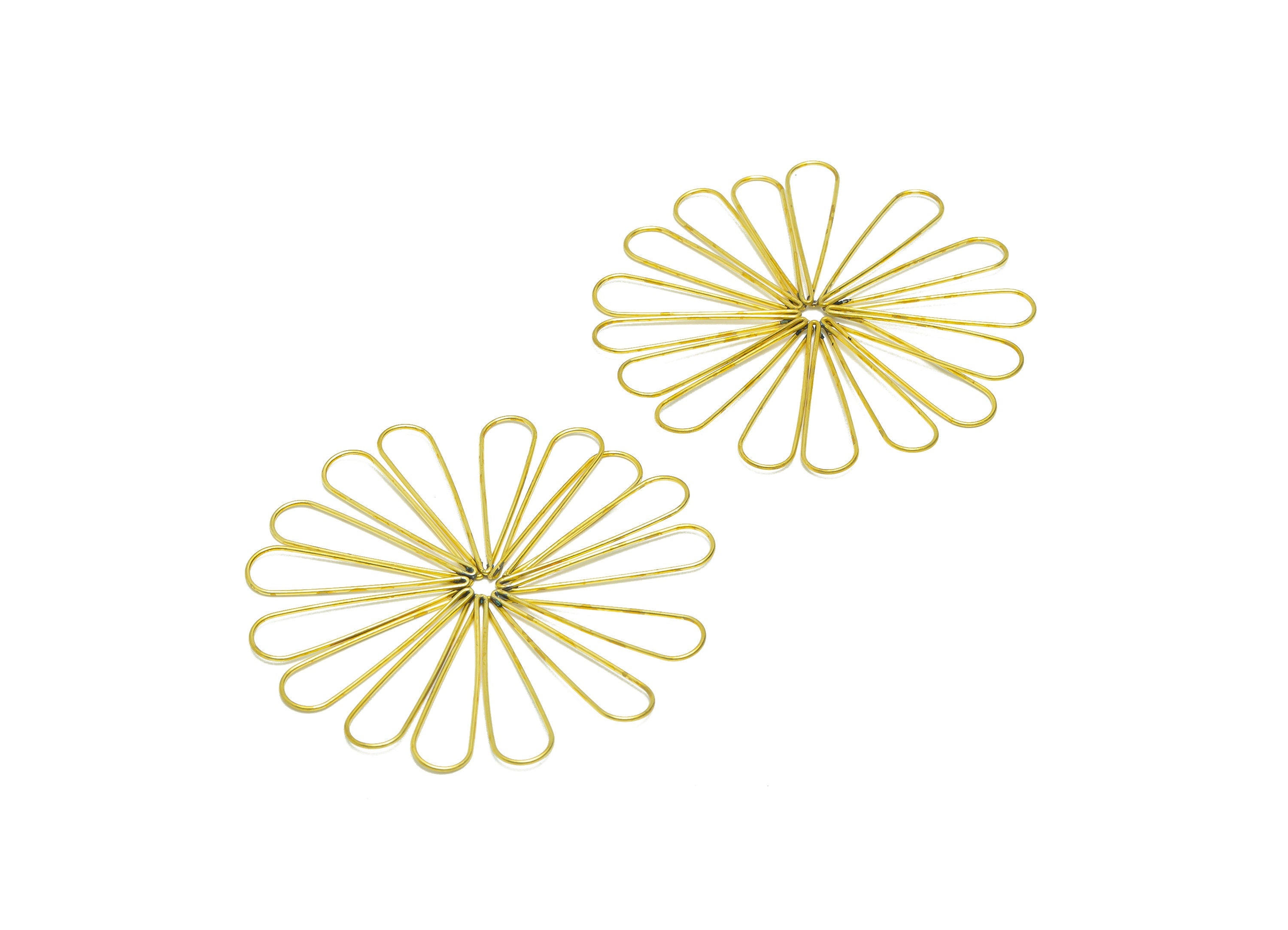 Brass Flower Wire Earring Charm - Brass Daisy Wire Earring Charm - Brass Botanical Earring Charm - Drop Earring Charm - 69x69x1mm-PP9069 - DOMEDBAZAAR