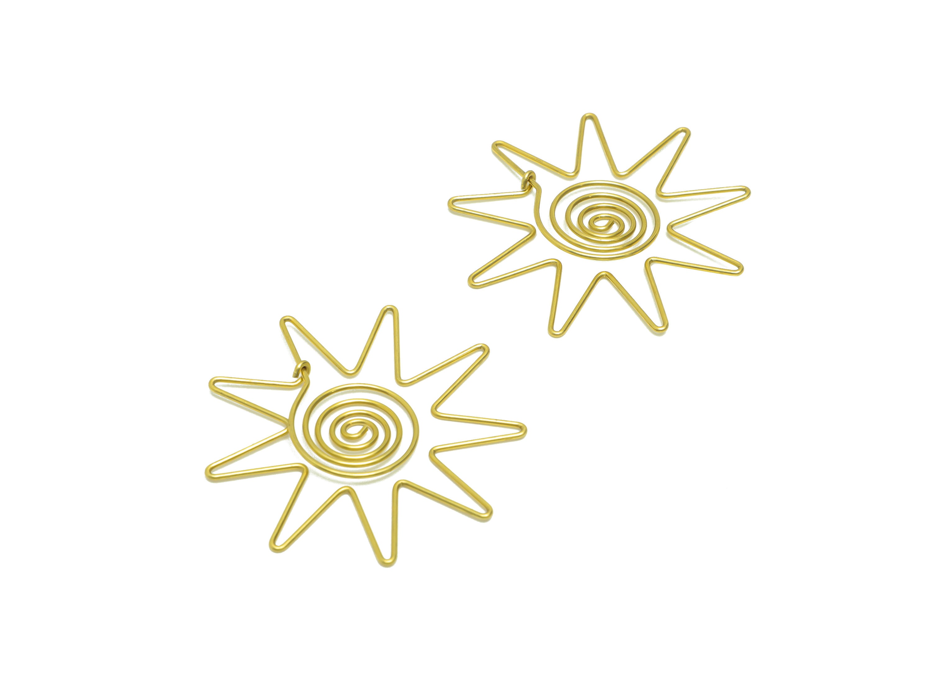 Sun Wire Snail Earring Charm - Brass Sunshine Wire Earring Charm - Brass Twine Sun Earring Charm - Sun Flower Earring Charm-40x40x1mm-PP9091 - DOMEDBAZAAR