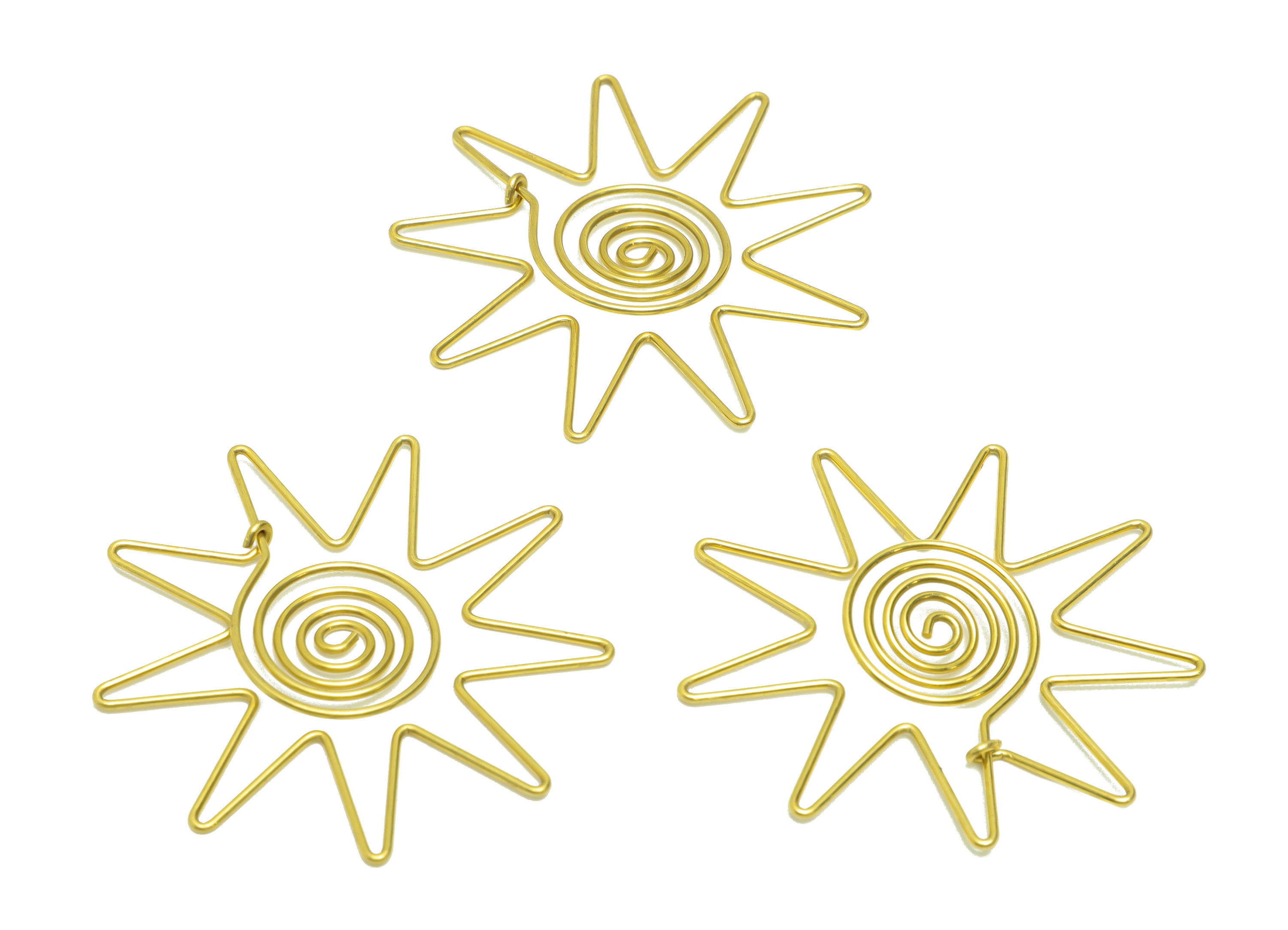 Sun Wire Snail Earring Charm - Brass Sunshine Wire Earring Charm - Brass Twine Sun Earring Charm - Sun Flower Earring Charm-40x40x1mm-PP9091 - DOMEDBAZAAR