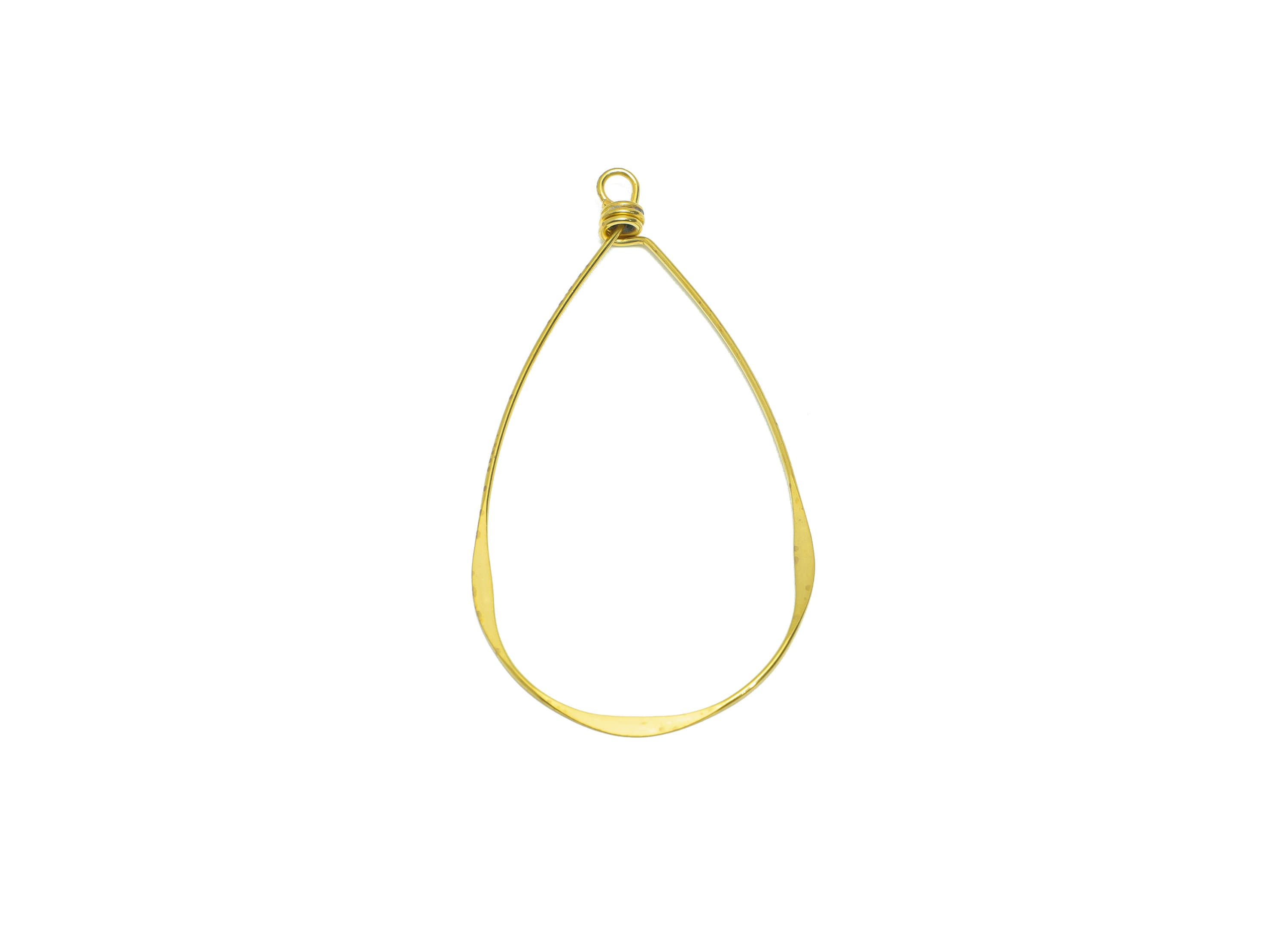 Teardrop Wire Earring Charm - Brass Hammered Geometry Wire Earring Charm - Drop Earring Charm - Hammered Earring Charm - 58x31x0.8mm -PP9066 - DOMEDBAZAAR