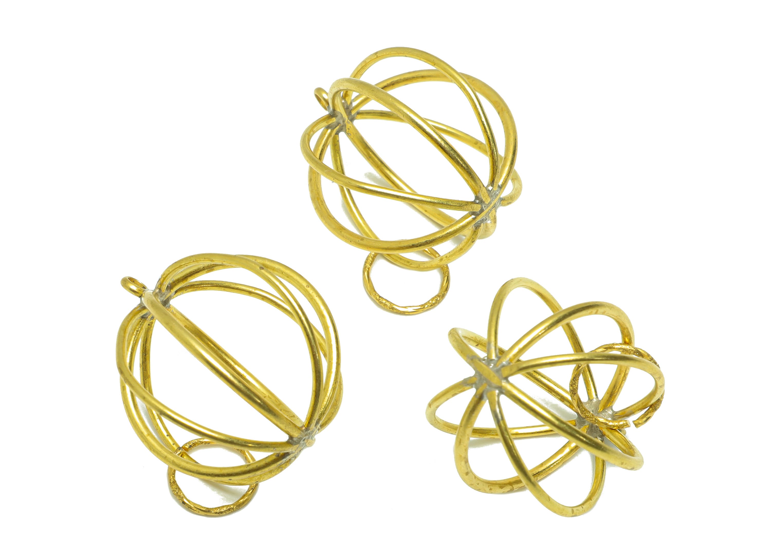 Brass Ball Wire Earring Charm - Brass Lantern Wire Earring Charm - Brass Lantern Pendant - Cubic Ball Earring Charm - 28.73x26.9x1mm -PP9038 - DOMEDBAZAAR