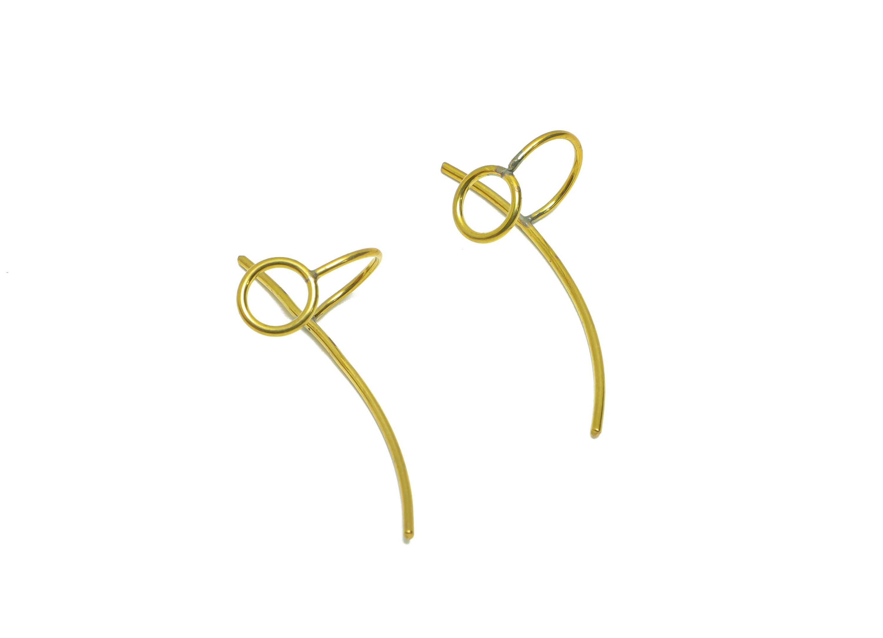 Brass Round Wire Cuff Earring - Brass Bar Wire Cuff Earring - Brass Stick Circle Cuff Earring - Brass Cuff Earring - 39.87x16.74x1mm -PP9072 - DOMEDBAZAAR