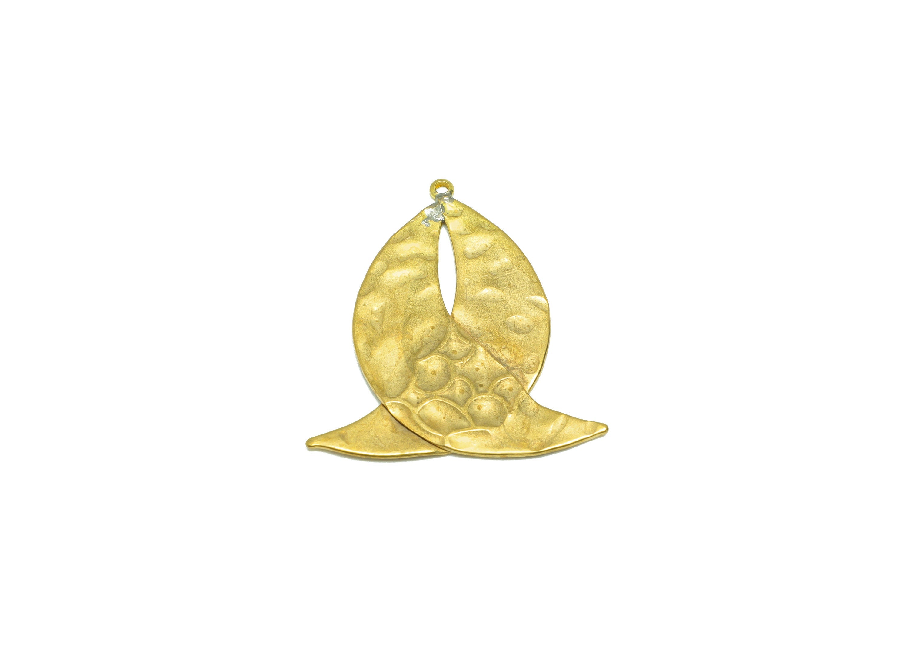 Hammered Crescent Earring Charm - Brass Hammered Sail Earring Charm - Double Sailboat Earring Charm - Moon Earring Charm - 38x32x1mm -PP9074 - DOMEDBAZAAR