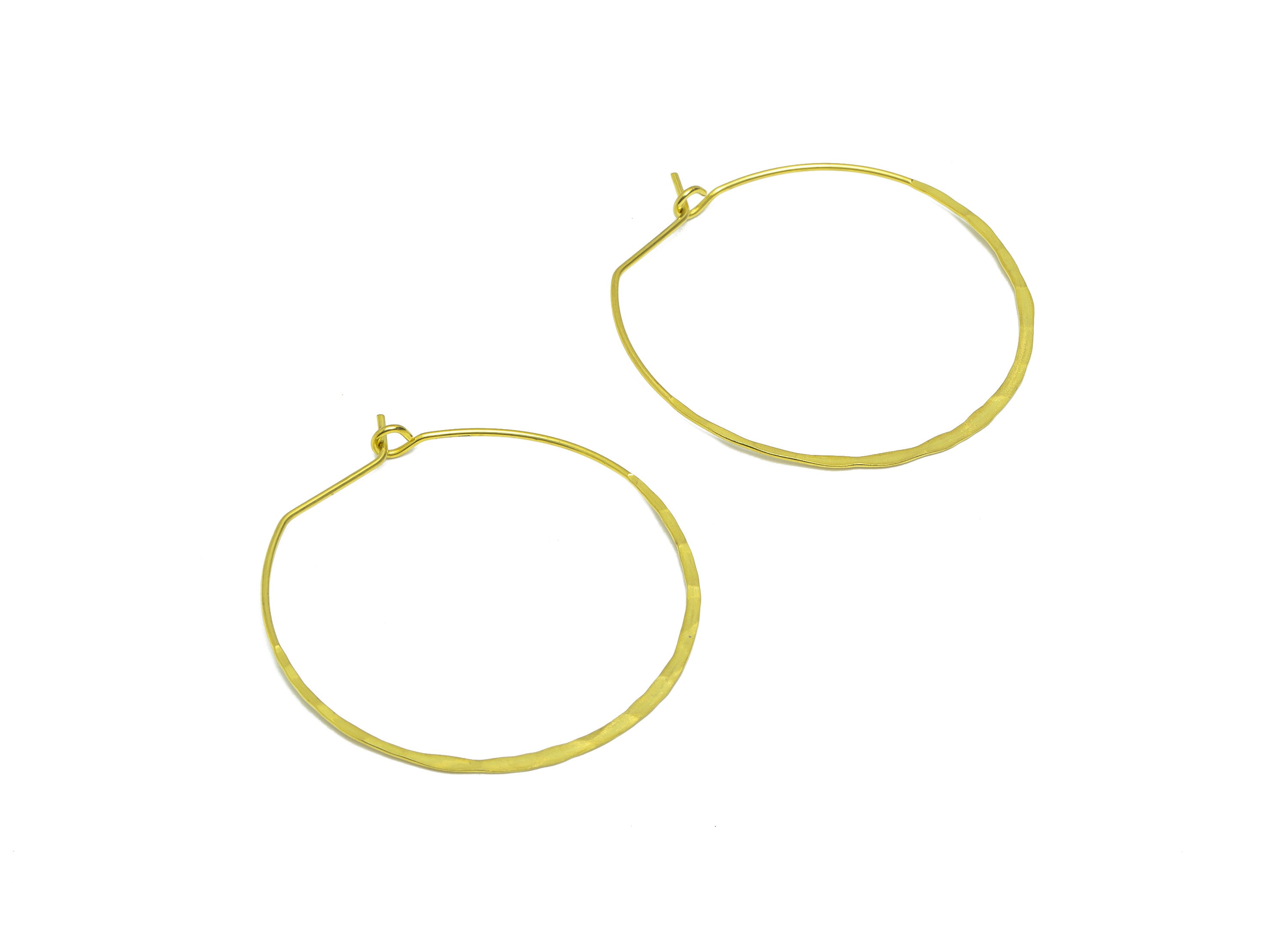 Hammered Hinged Back Hoop Earring - Brass Round Clasp Hoop Earring - Clasp Hoop Earring - Hinged Back Earring Charm - 41x39x1mm- PP9065 - DOMEDBAZAAR