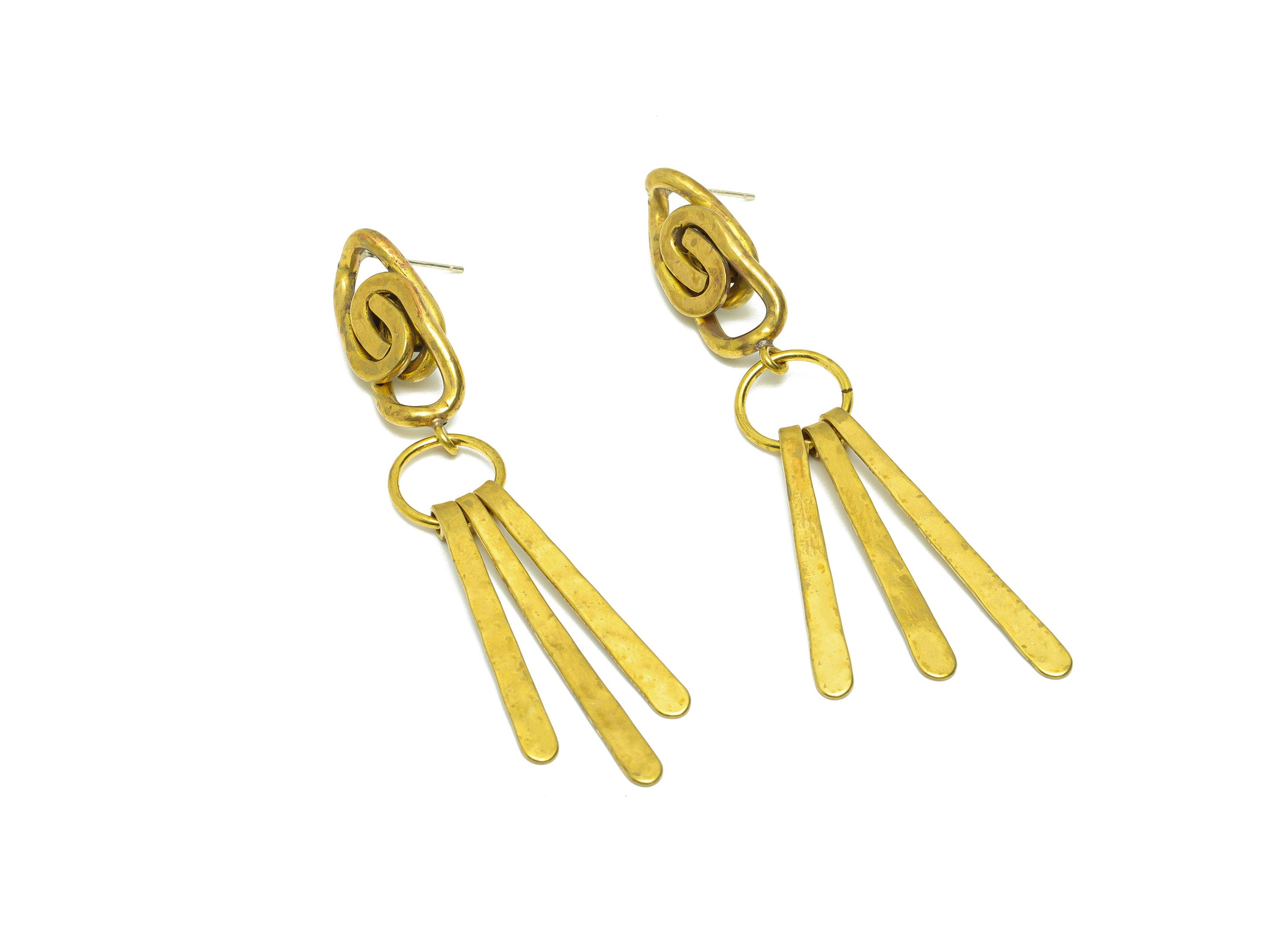 Brass Wire Dangle Earring Post - Brass Hammered Round Needle Earring Stud - Brass Tassel Wire Earring Post - Earring Post - 72x11x2mm-PP9085 - DOMEDBAZAAR