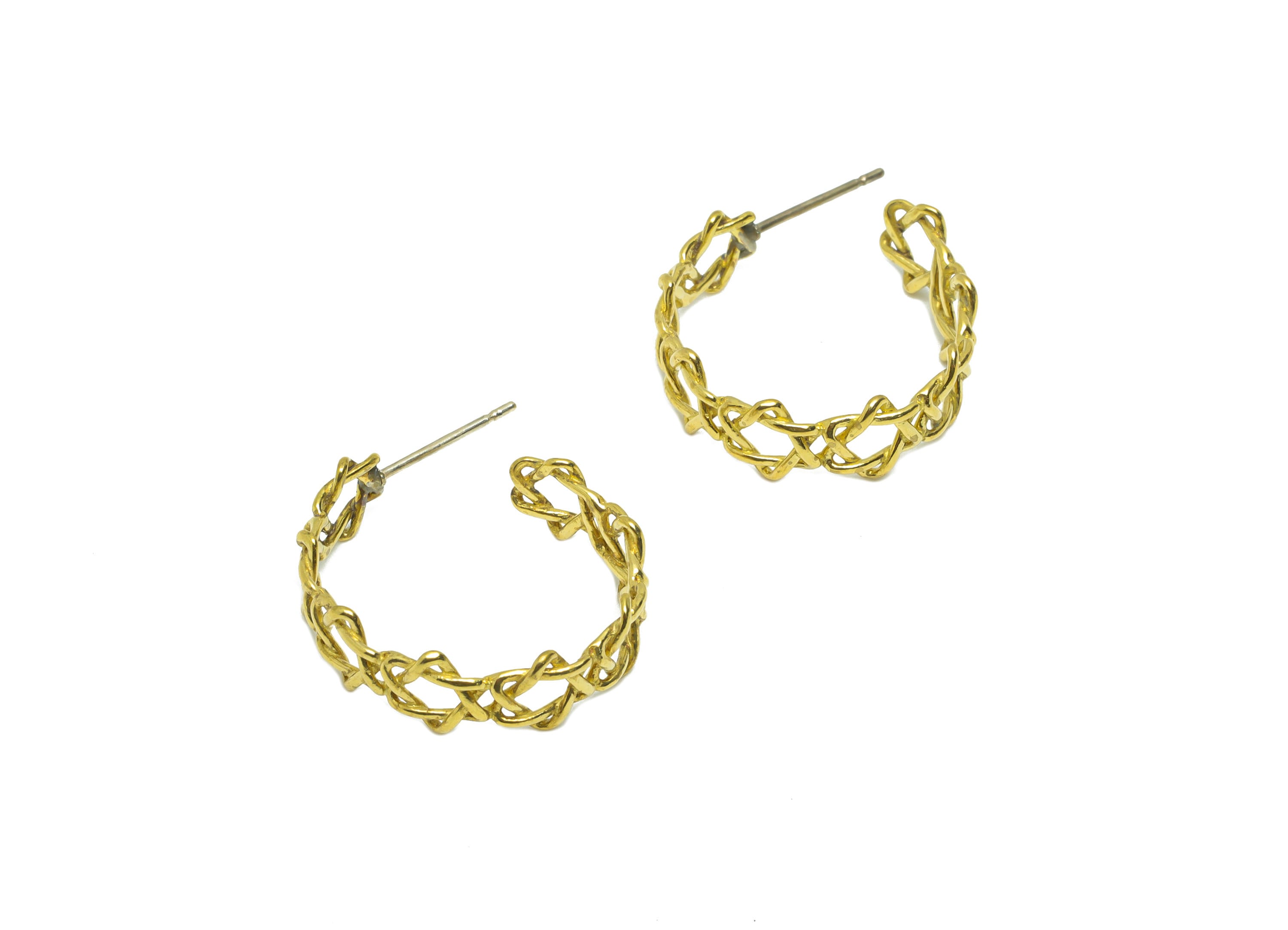 Brass Wire C Hoop Earring Post - Star Twine Wire Earring Stud - Brass Open Hoop Wire Earring Post - Star Wire Earring Post -26x21x1mm-PP9097 - DOMEDBAZAAR