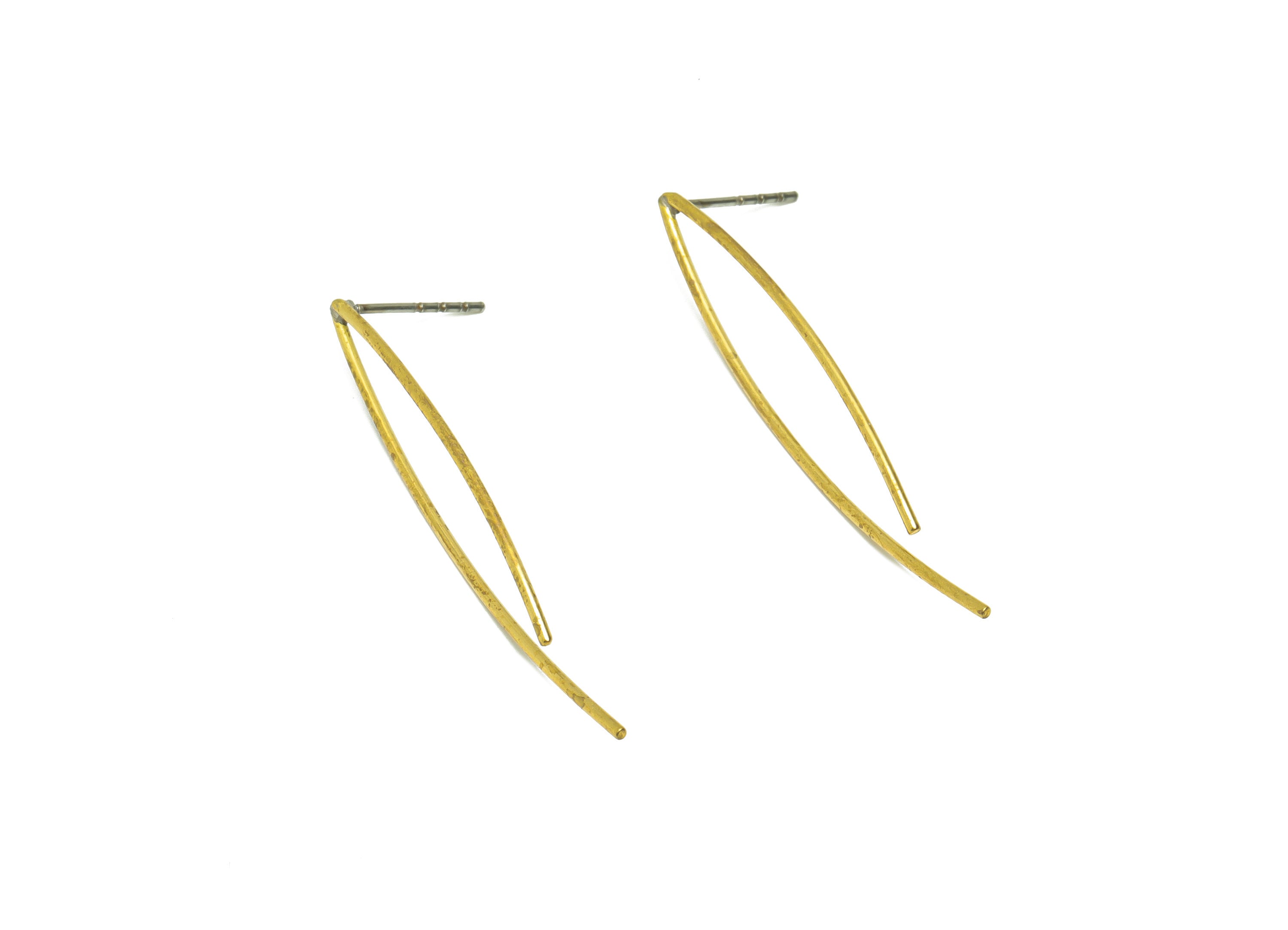 Marquise Wire Earring Post - Brass Stick Earring Stud - Raw Brass Bar Wire Earring Post - Wire Earring Post - 42.22x7.89x0.95mm- PP9063 - DOMEDBAZAAR