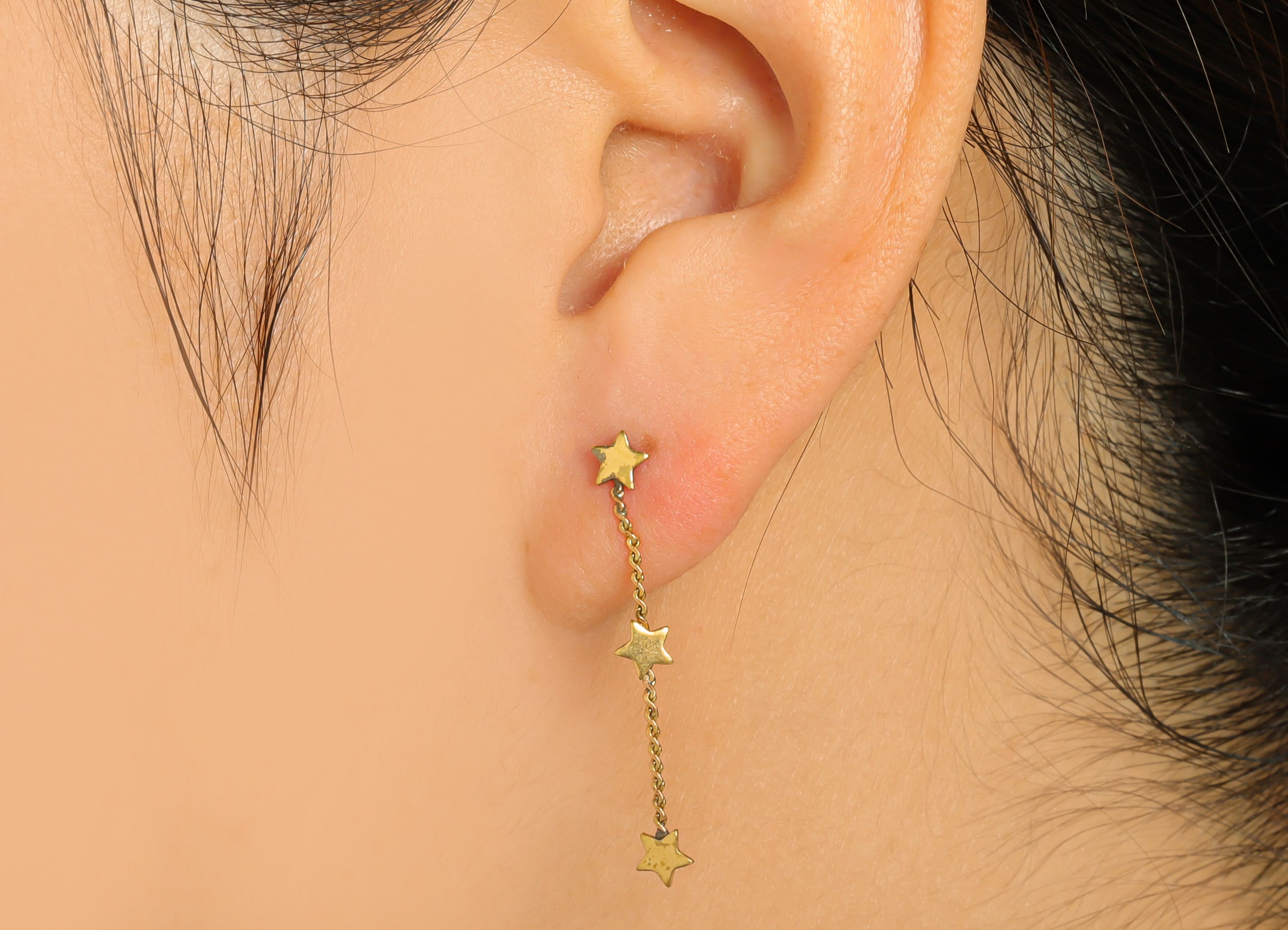 Brass Star Chain Earring Post - Brass Star Chain Earring Stud - Brass Star Tassel Wire Earring Post - Dangel Earring Post - 34x4x1mm-PP9028 - DOMEDBAZAAR