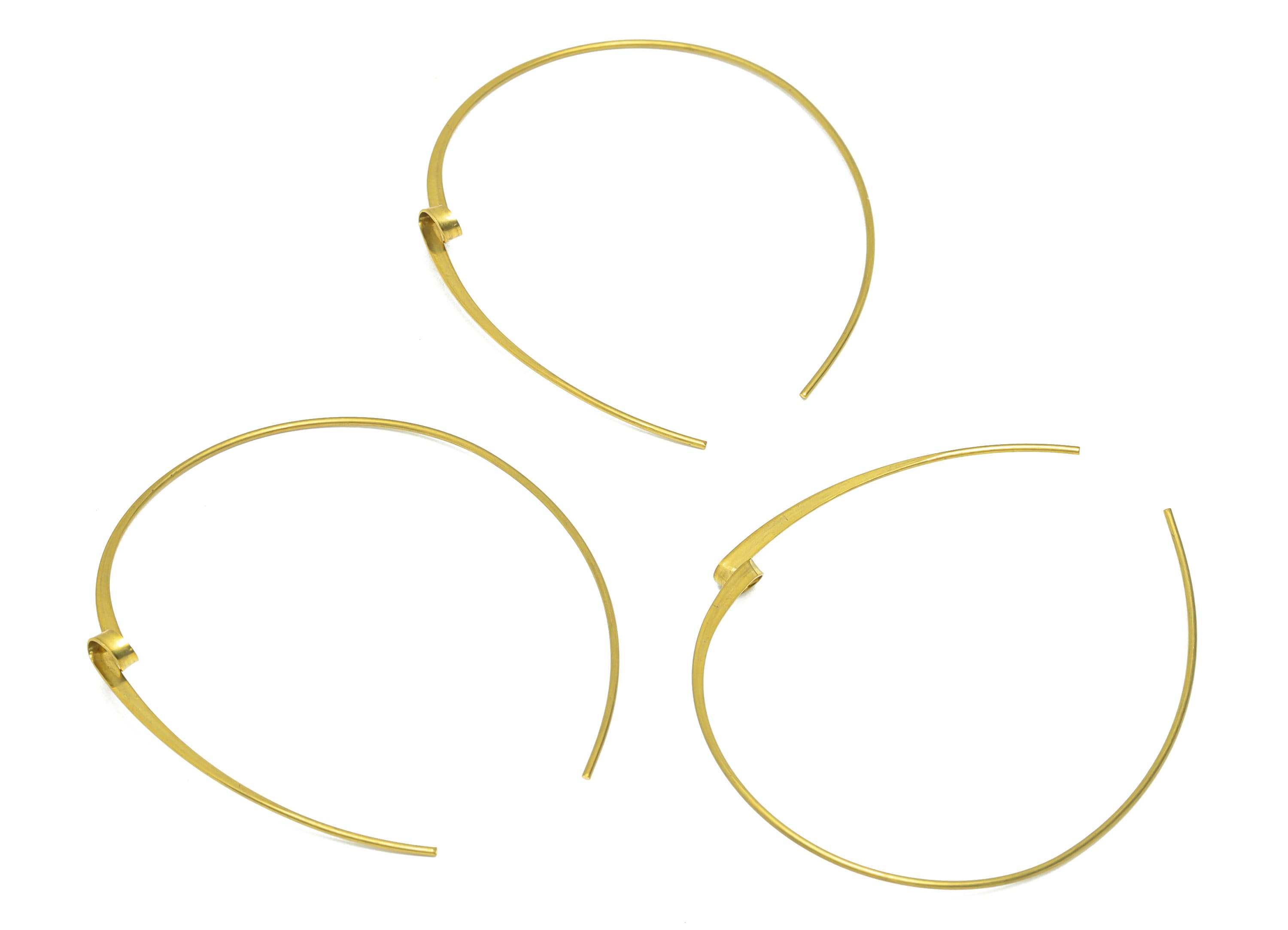 Hammered Hook Earring Wire - Brass Hammered Earring Wire - Curly Wire Hook Earring - Curly Wire Hook Earring - 52.25x43.95x0.79mm- PP9047 - DOMEDBAZAAR