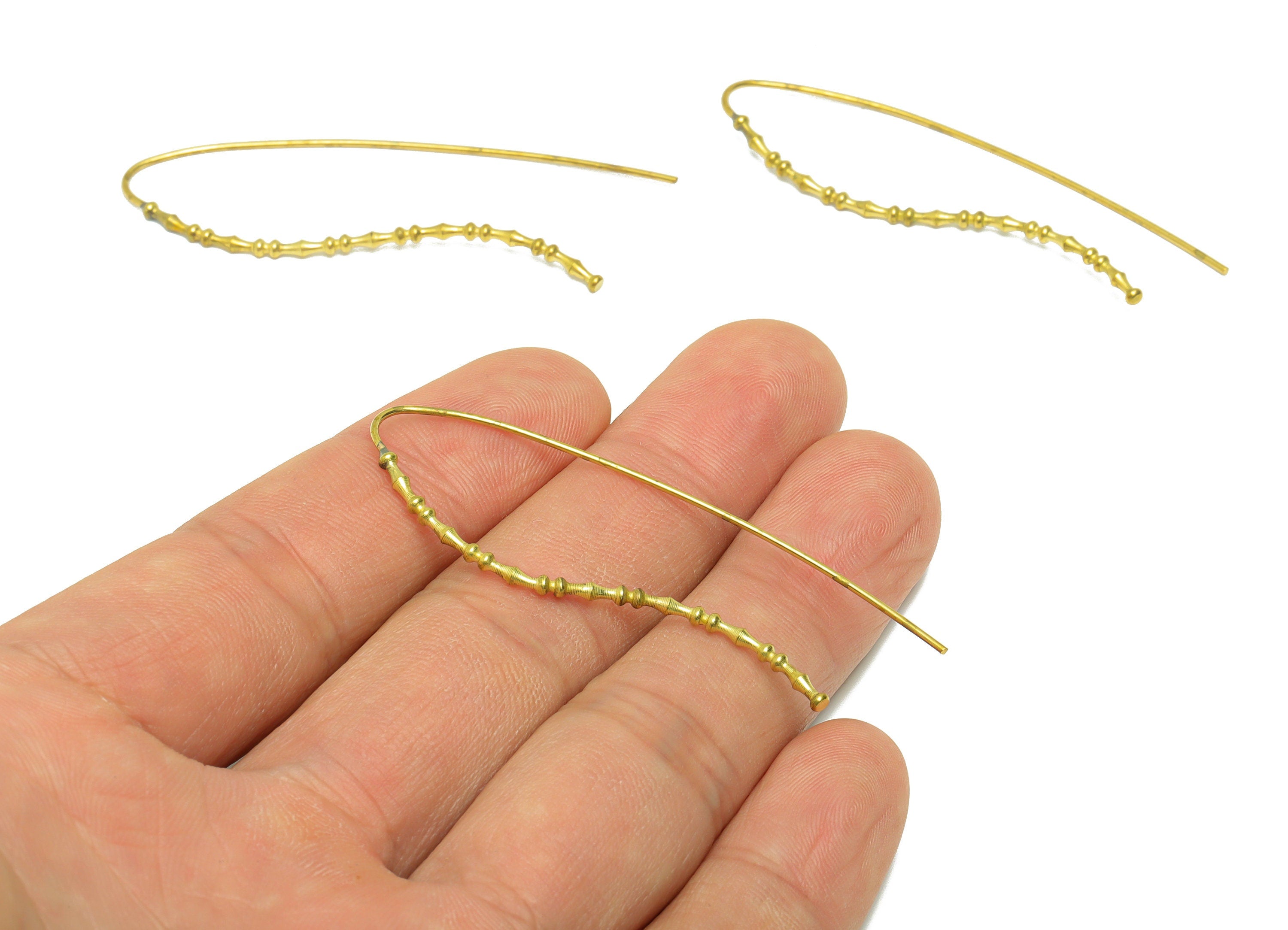 Beads Hook Earring Wire - Brass Mini Ball Earring Wire - Beaded Wire Hook Earring - Beaded Wire Hook Earring - 56.78x16.3x1.92mm- PP9043 - DOMEDBAZAAR