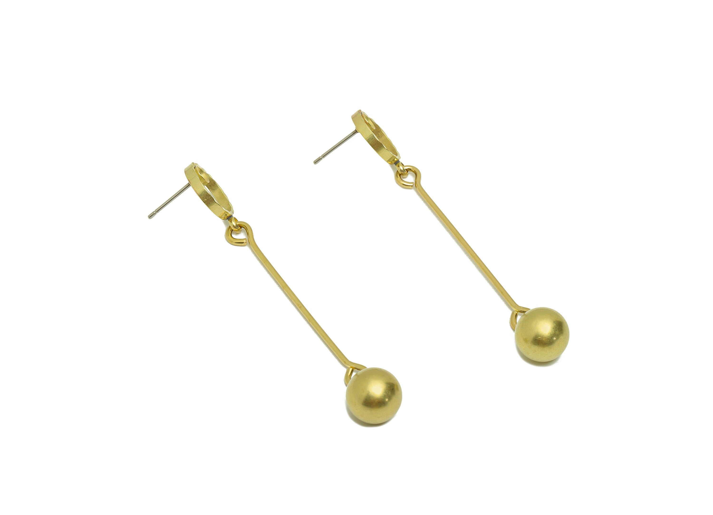 Brass Ball Earrings Stud - Raw Brass Hang Ball Earring Post - Brass Textured Round Earring Post - Stud For Diamond - 66.28x12x9.9mm- PP8885 - DOMEDBAZAAR