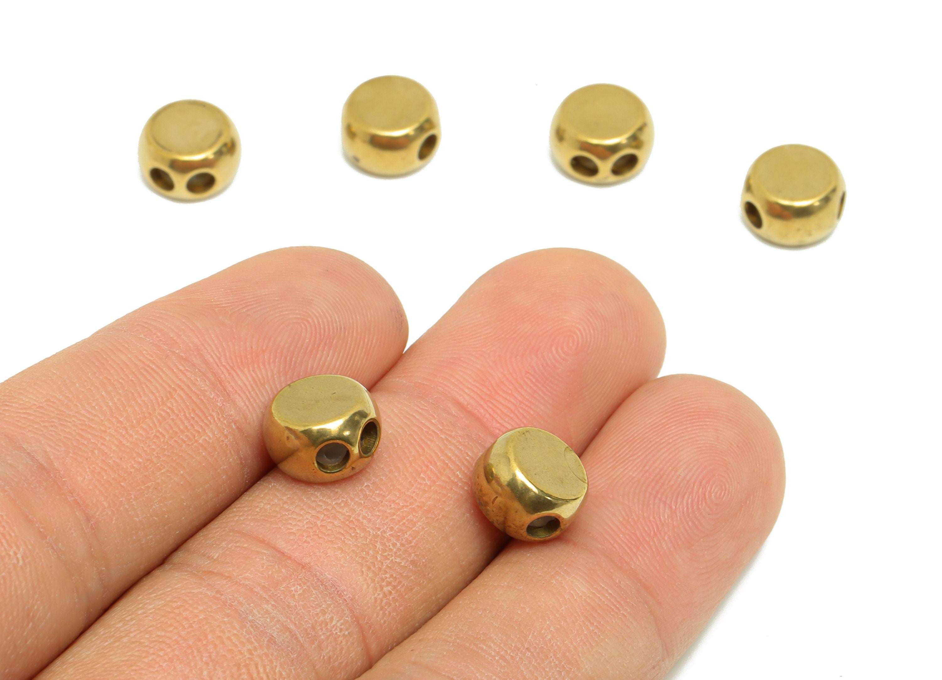 9*1.5 Brass Silica Gel Rubber - Cylinder Rubber Sliding Beads Nuts - Stopper Bead - Adjustable Stopper Beads - 5.36x9.2x5.36mm- PP9255 - DOMEDBAZAAR
