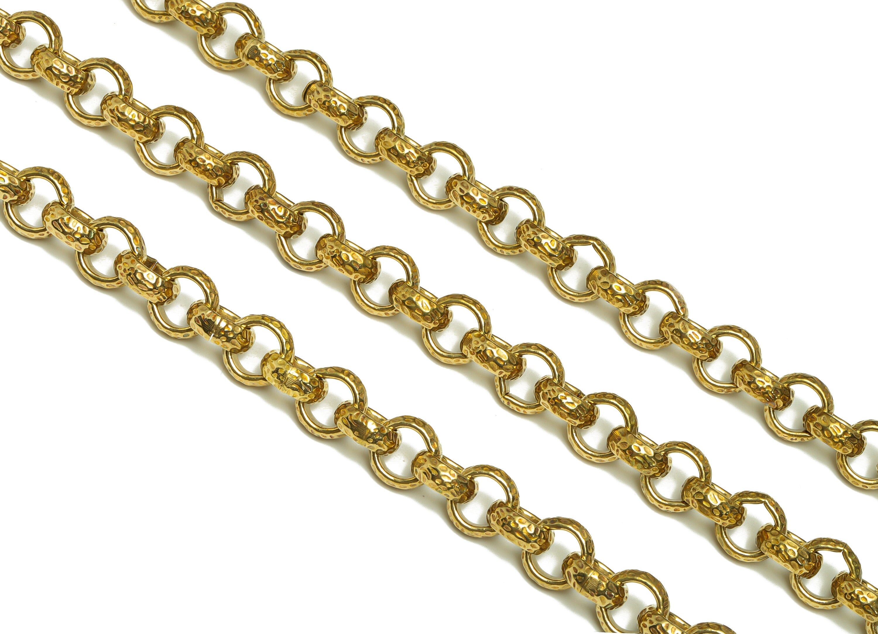 12mm Rolo Chain - Textured Rolo Chain - Hammered Chain - Handmade Chain - Textured Round Link Chain - Brass Rolo Hammered Chian - CC1234 - DOMEDBAZAAR