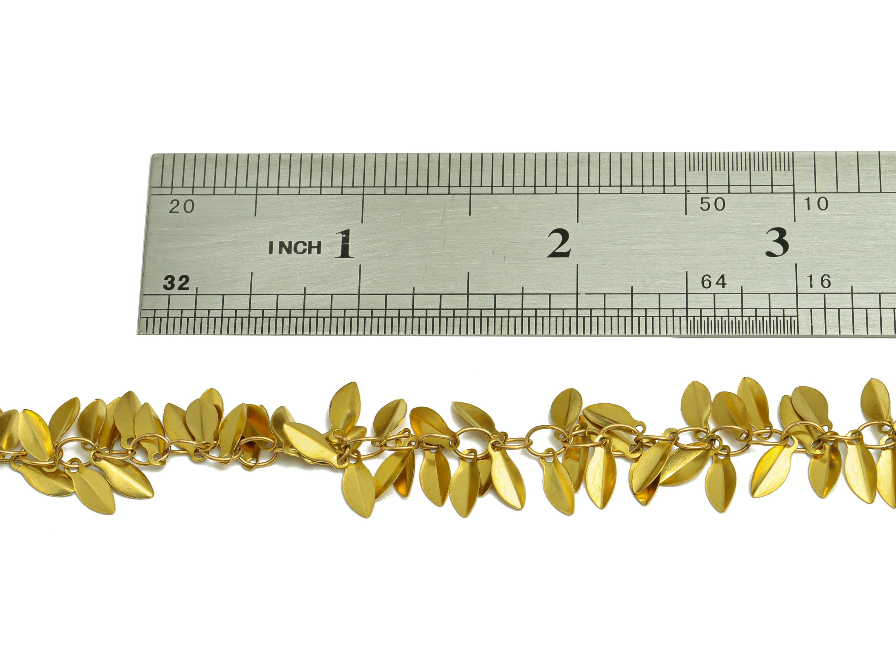 10mm Leaf Beaded Satellite Chain - Handmade Curb Chain - Leaf Beads Link Chain - Brass Botanical Satellite Chain - CC1240 - DOMEDBAZAAR