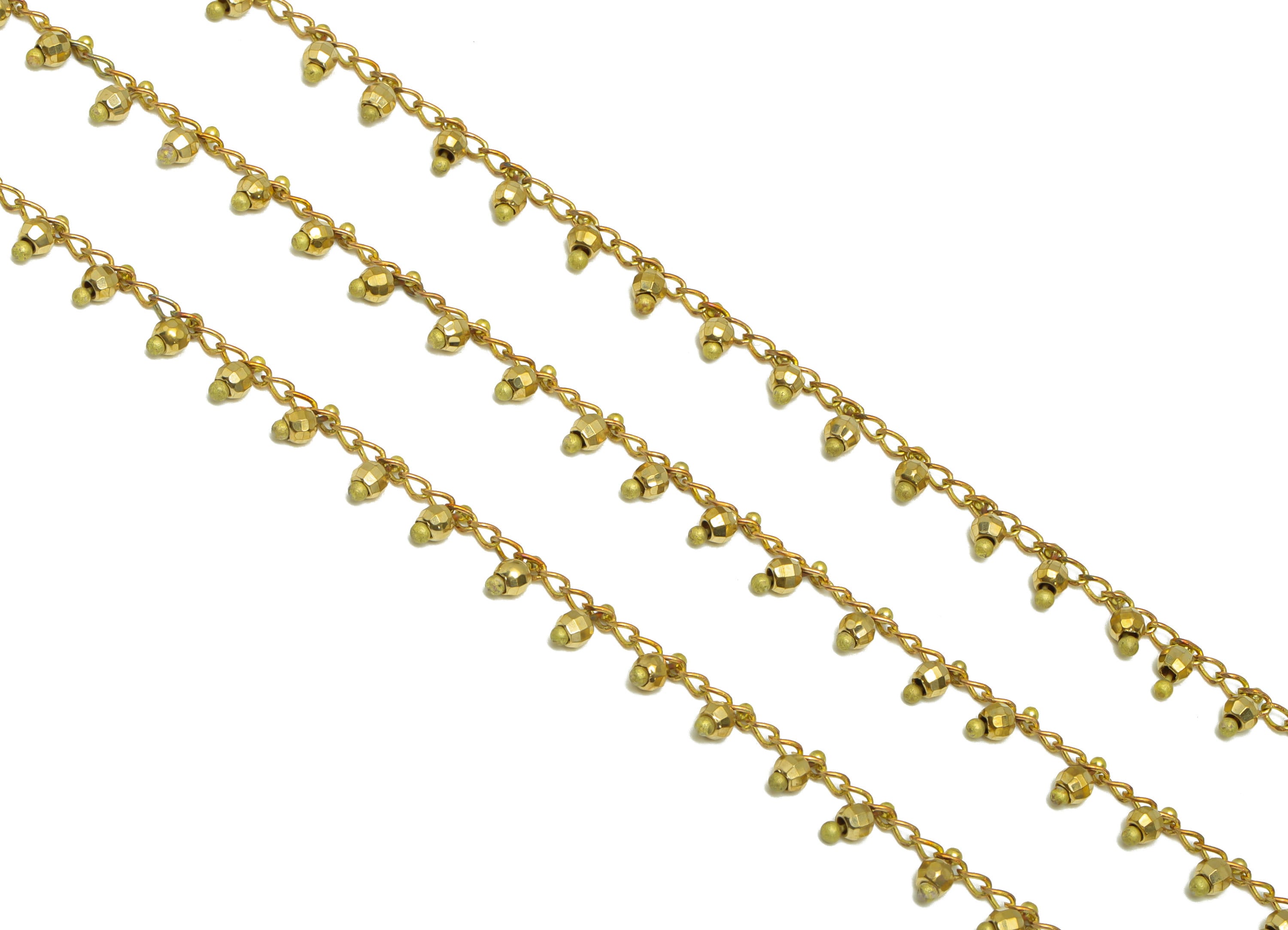 5.5mm Disco Ball Beaded Satellite Chain - Handmade Curb Chain - Brass Ball Beaded Chain - Faceted Ball Beaded Chain - CC1238 - DOMEDBAZAAR