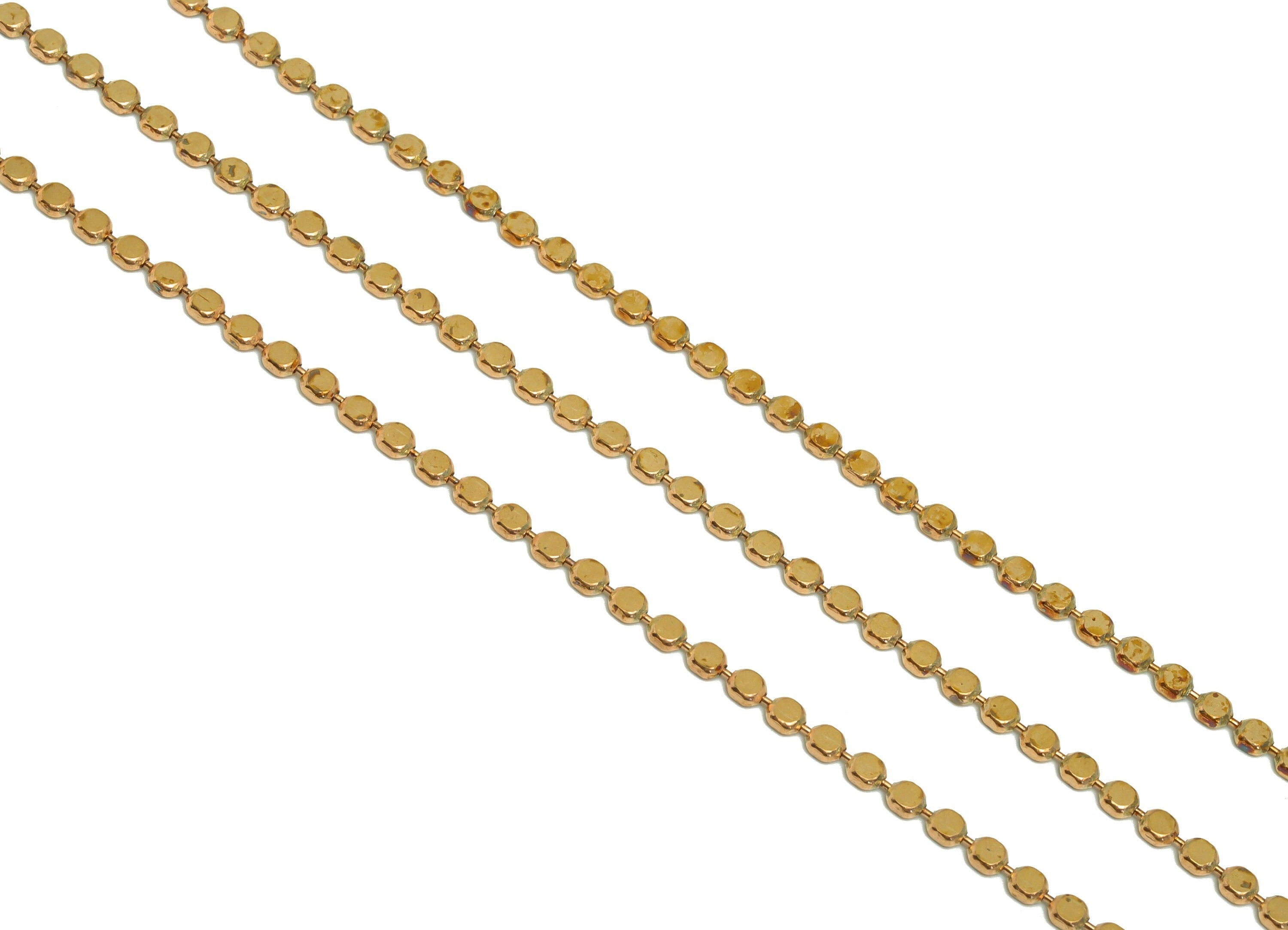 2.5mm Flat Ball Chain - Brass Chain Pellet - Flat Round Connector Chain - Raw Brass Flat Round Connector Chain - CC1245 - DOMEDBAZAAR