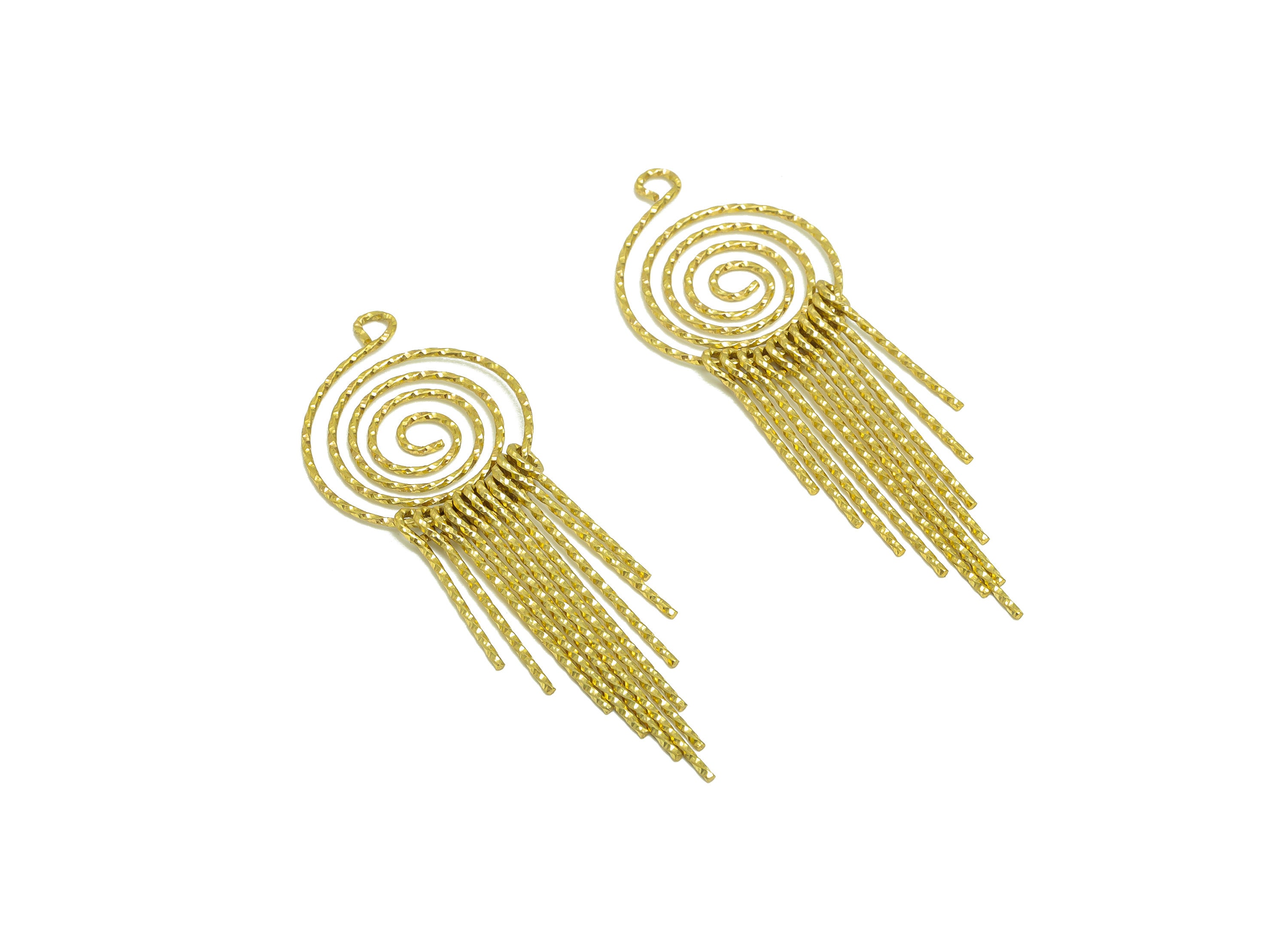 Brass Snail Wire Earring Charm - Brass Textured Wire Earring Charm - Twine Wire 11 Earring Charm - Dangle Tassel Charm - 81x28x1mm - PP9106 - DOMEDBAZAAR