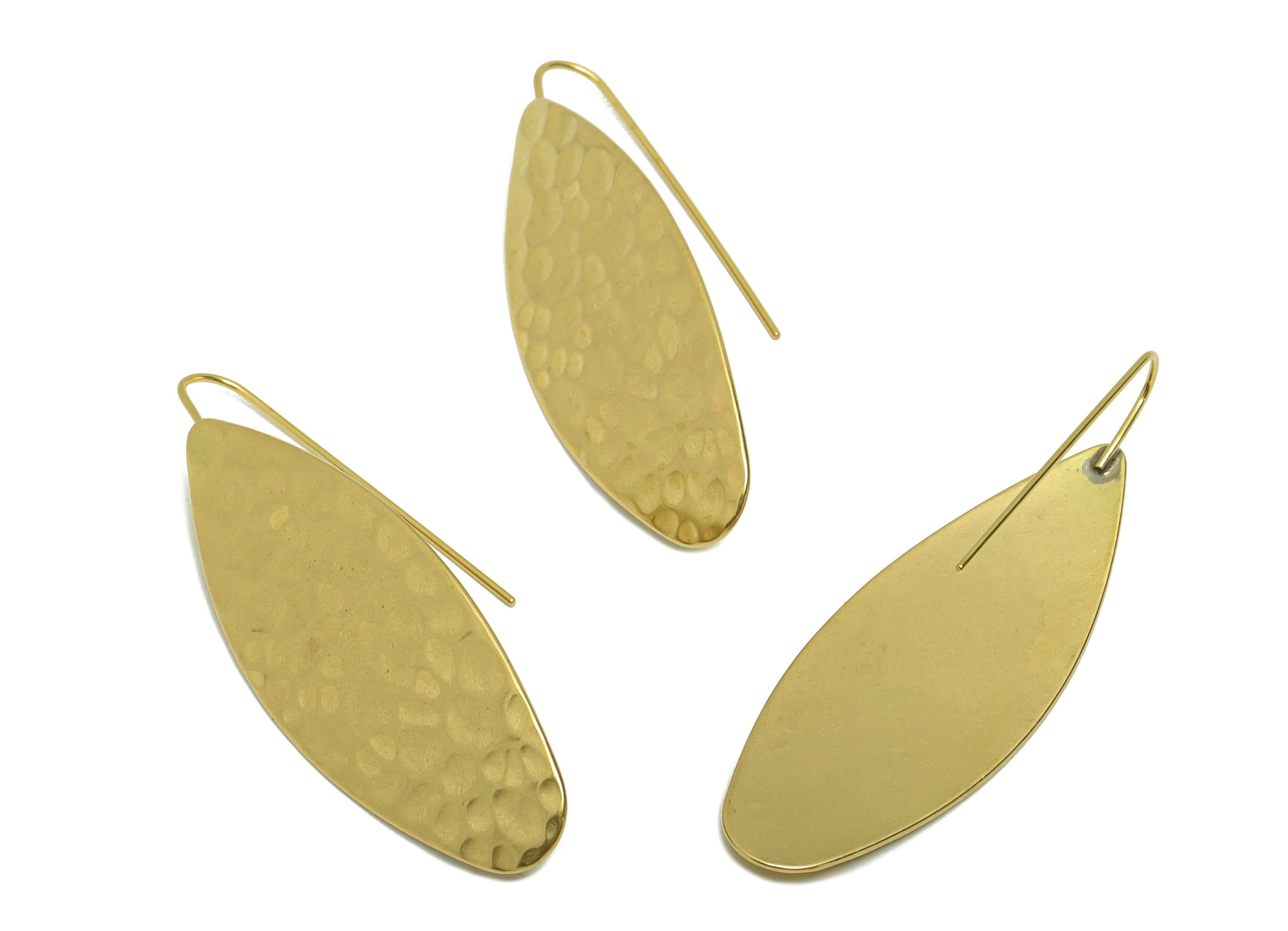 Hammered Marquise Earring Wire - Brass Hammered Earring Hook - Brass Teardrop Earring Hook - Hammered Earring Hook - 45.8x17.5x0.9mm- PP8857 - DOMEDBAZAAR