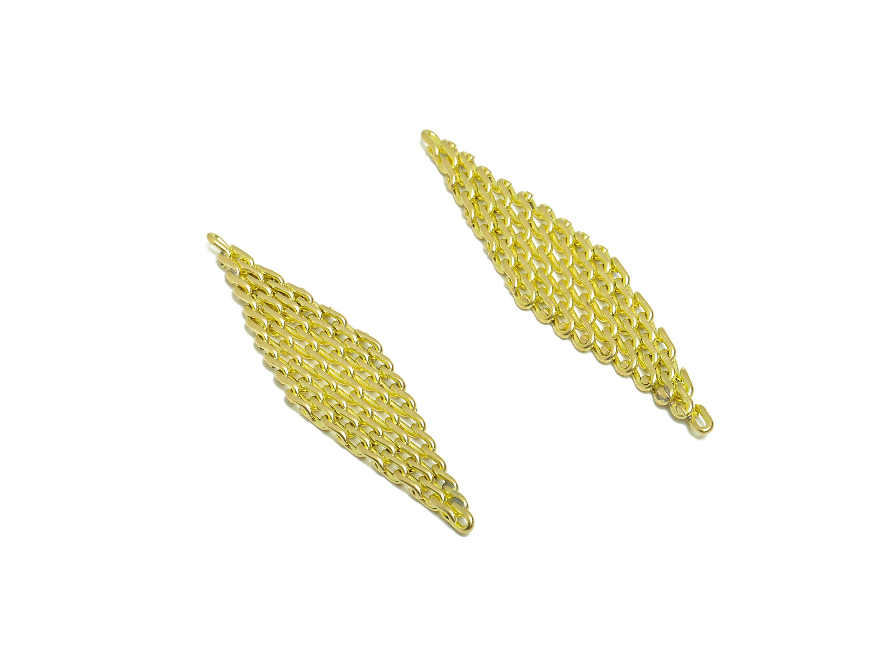 Brass Mesh Earring Charms - Brass Diamond Earring Charms - Brass Mesh Charms for Bracelet - Mesh Diamond Earring Charm - 62x15x2mm- PP8881 - DOMEDBAZAAR