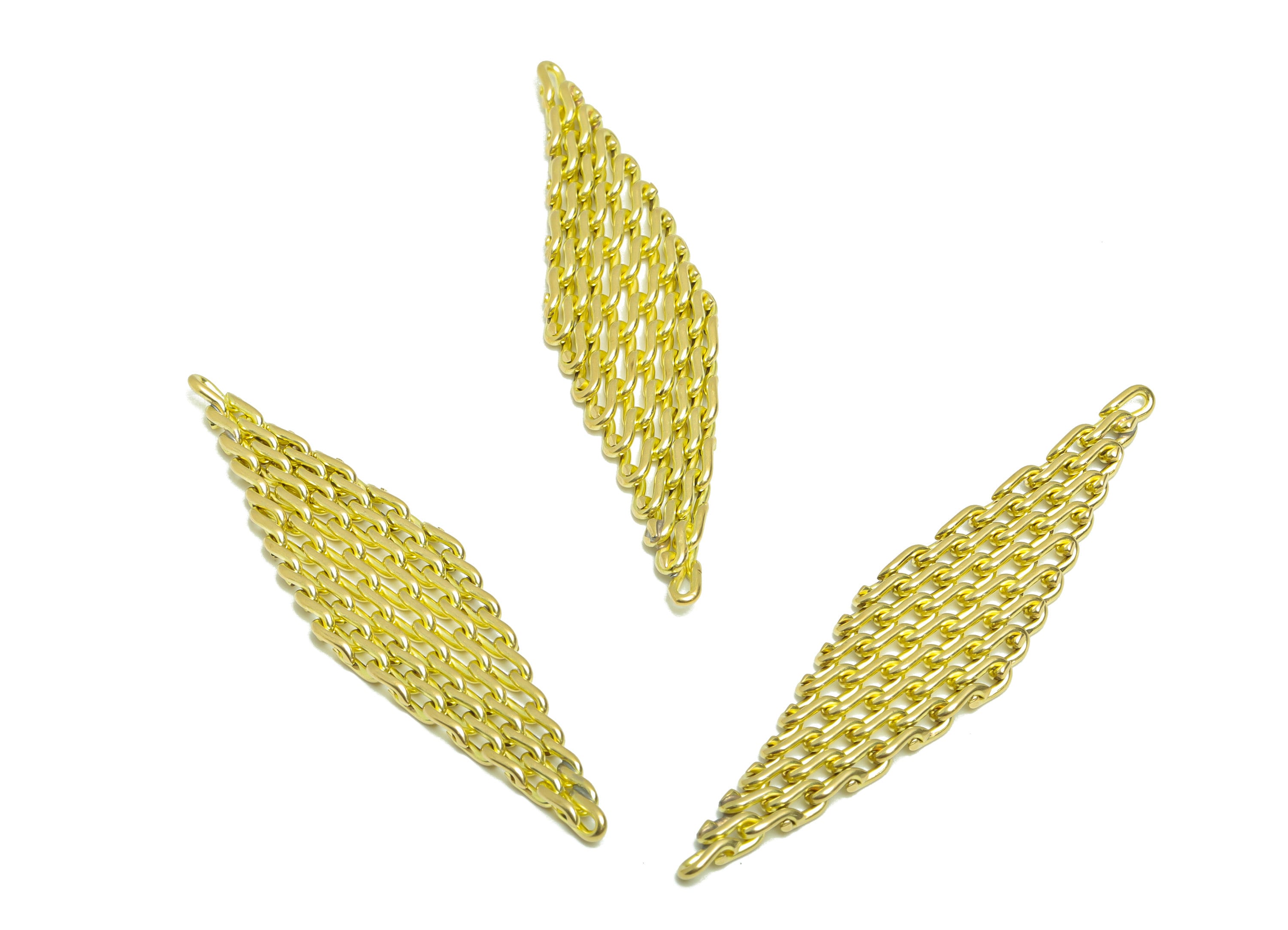 Brass Mesh Earring Charms - Brass Diamond Earring Charms - Brass Mesh Charms for Bracelet - Mesh Diamond Earring Charm - 62x15x2mm- PP8881 - DOMEDBAZAAR
