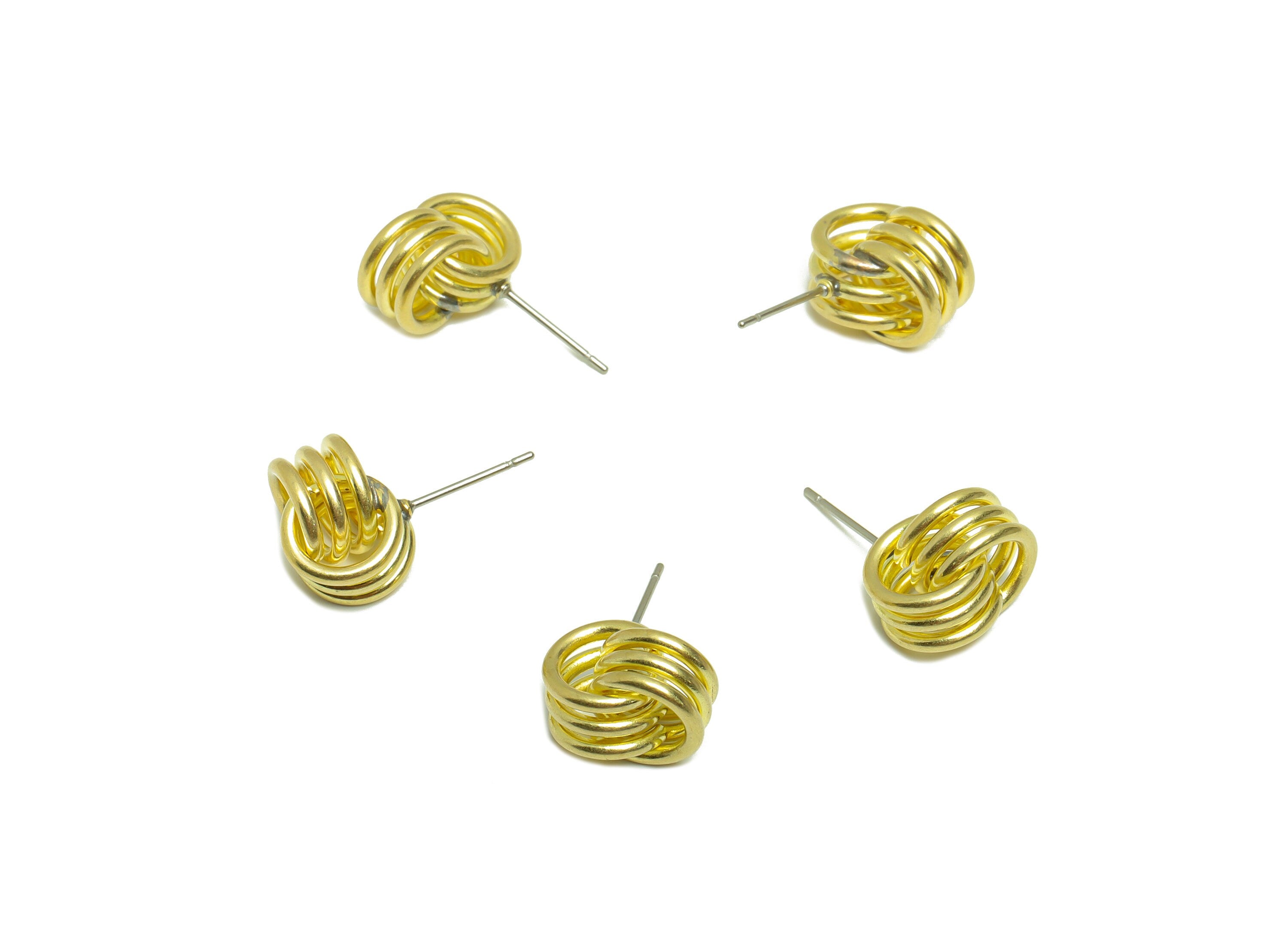 Brass Round Interwoven Earring Post - Brass Ring Cross Earring Stud - Welded Circle Earring Post - Brass Irregular Stud - 11x10x1mm- PP8862 - DOMEDBAZAAR