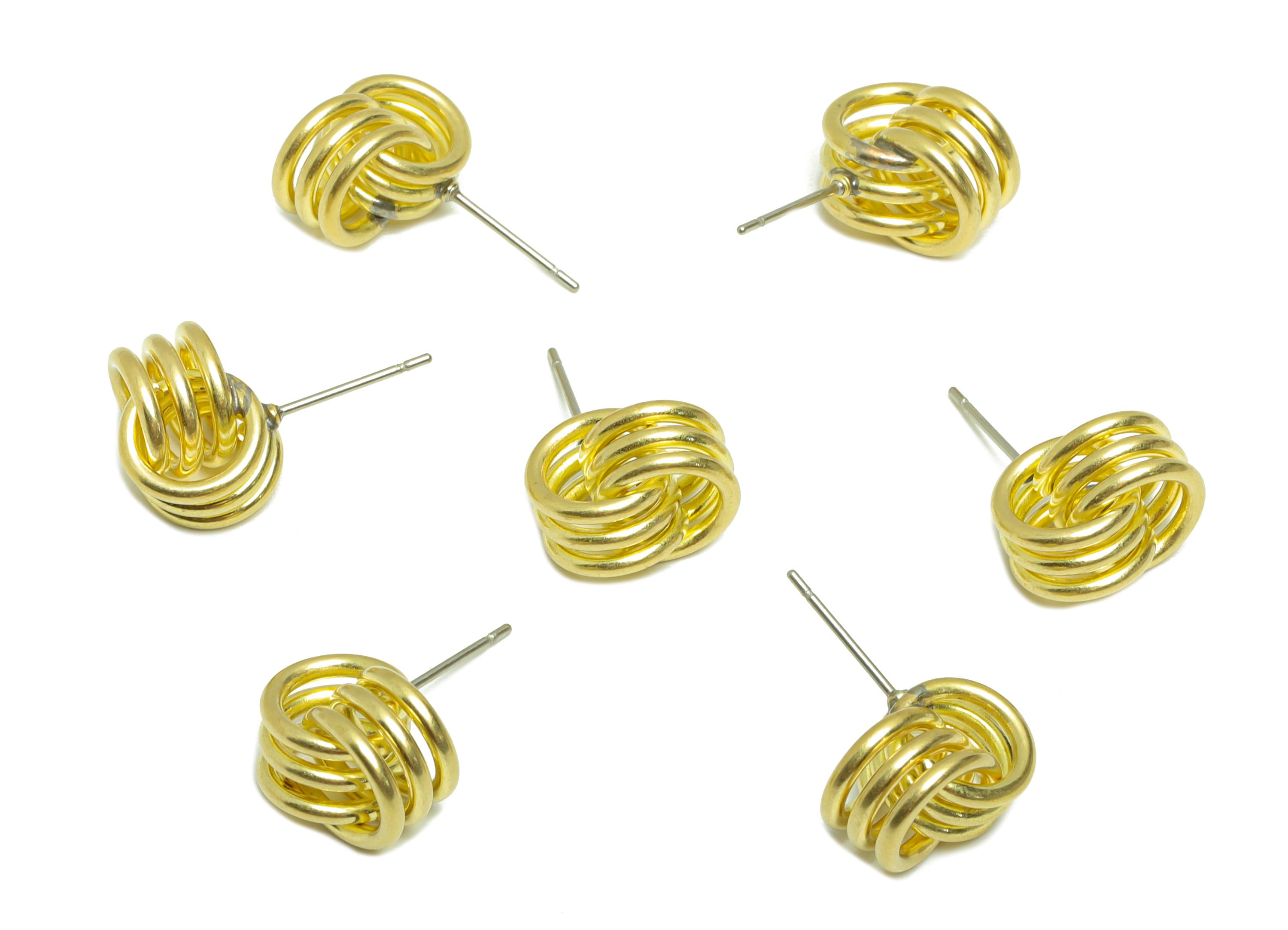 Brass Round Interwoven Earring Post - Brass Ring Cross Earring Stud - Welded Circle Earring Post - Brass Irregular Stud - 11x10x1mm- PP8862 - DOMEDBAZAAR