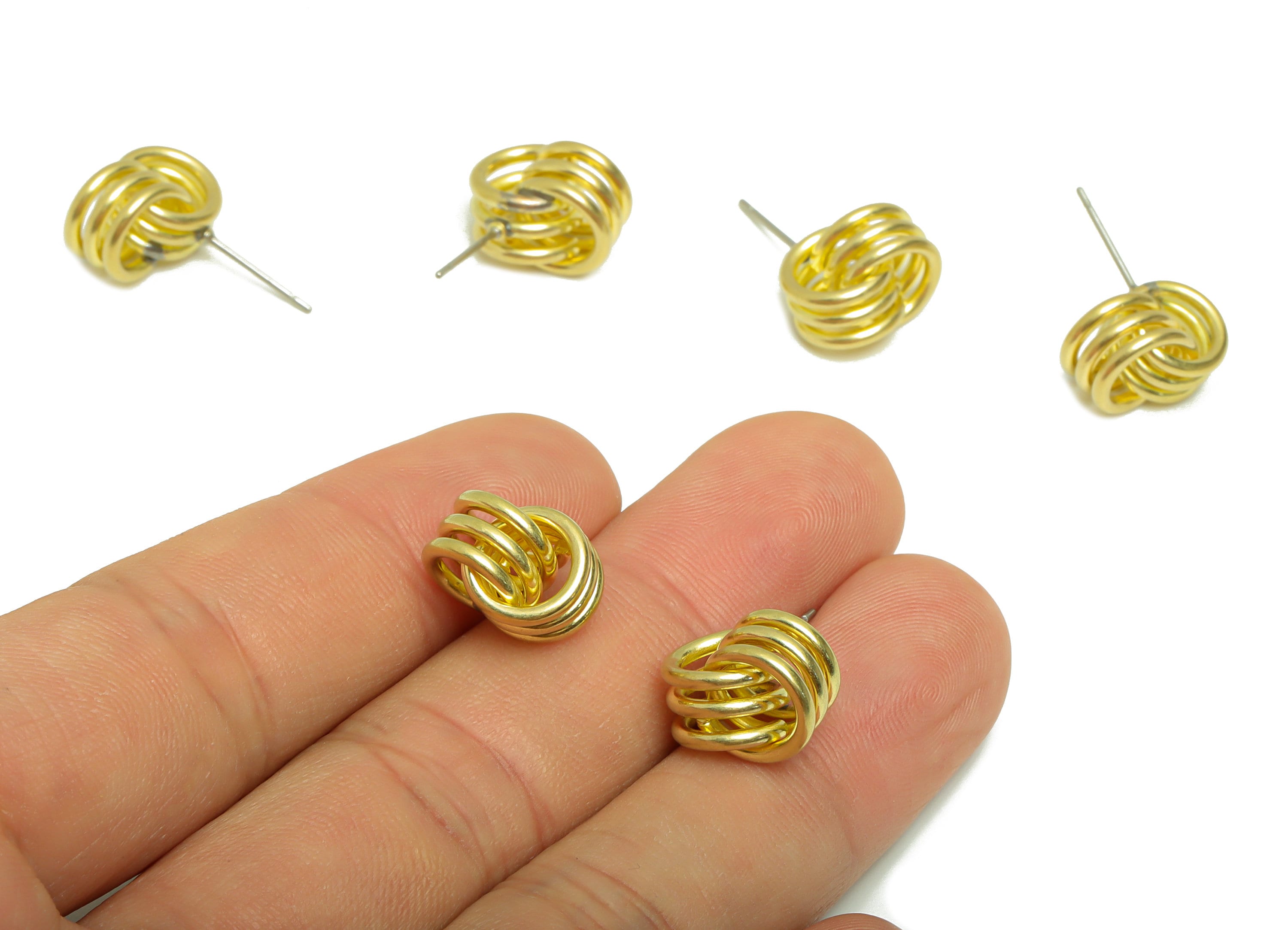 Brass Round Interwoven Earring Post - Brass Ring Cross Earring Stud - Welded Circle Earring Post - Brass Irregular Stud - 11x10x1mm- PP8862 - DOMEDBAZAAR