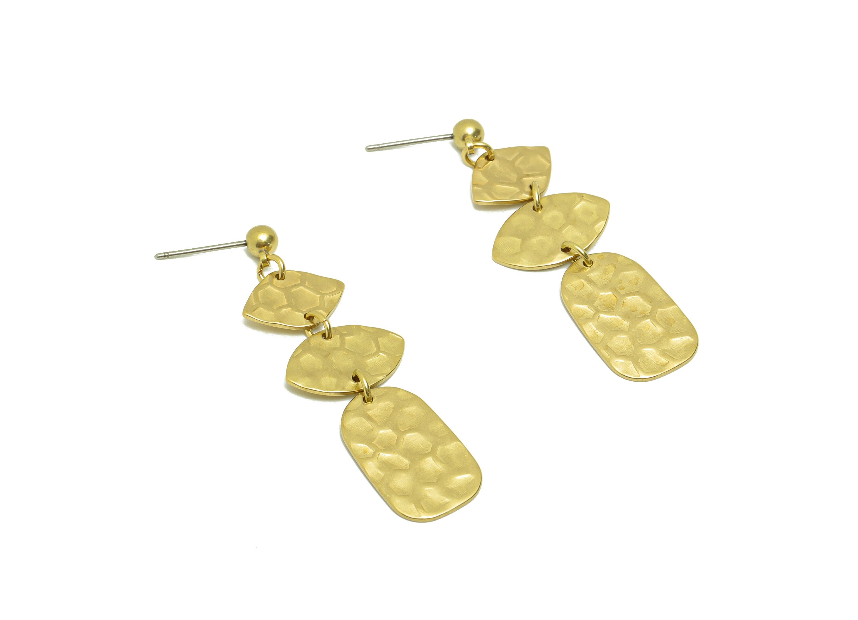 Hammered Dangle Earring Post - Brass Marquise Earring Stud - Brass Diamond Earring Post - Geometry Earring Post - 41.61x11.72x0.81mm- PP8888 - DOMEDBAZAAR
