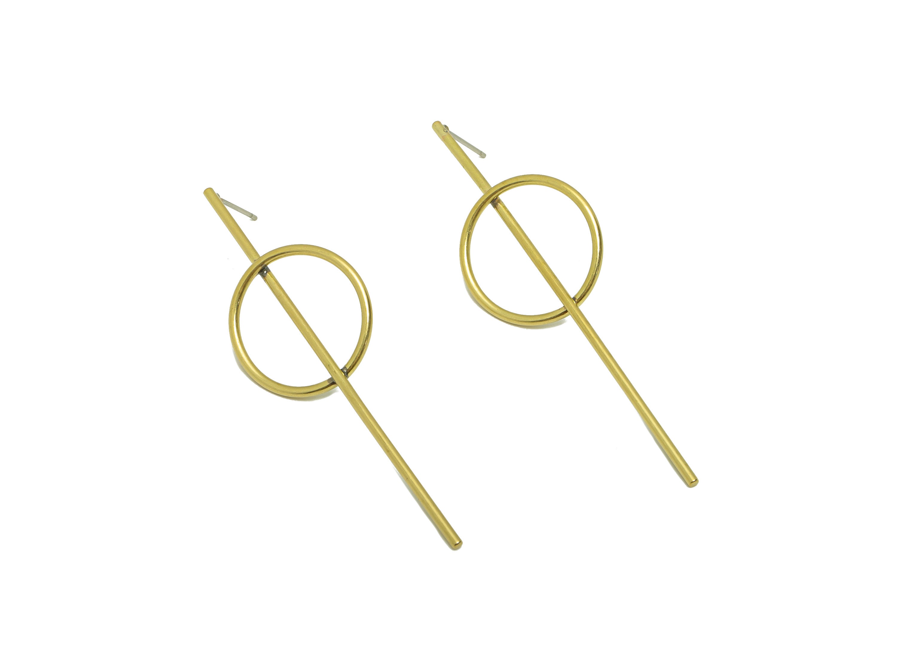 Brass Stick Wire Earring Post - Brass Bar Round Earring Stud - Brass Circle Earring Post - Geometry Earring Post - 62.44x19.85x1.4mm -PP8866 - DOMEDBAZAAR