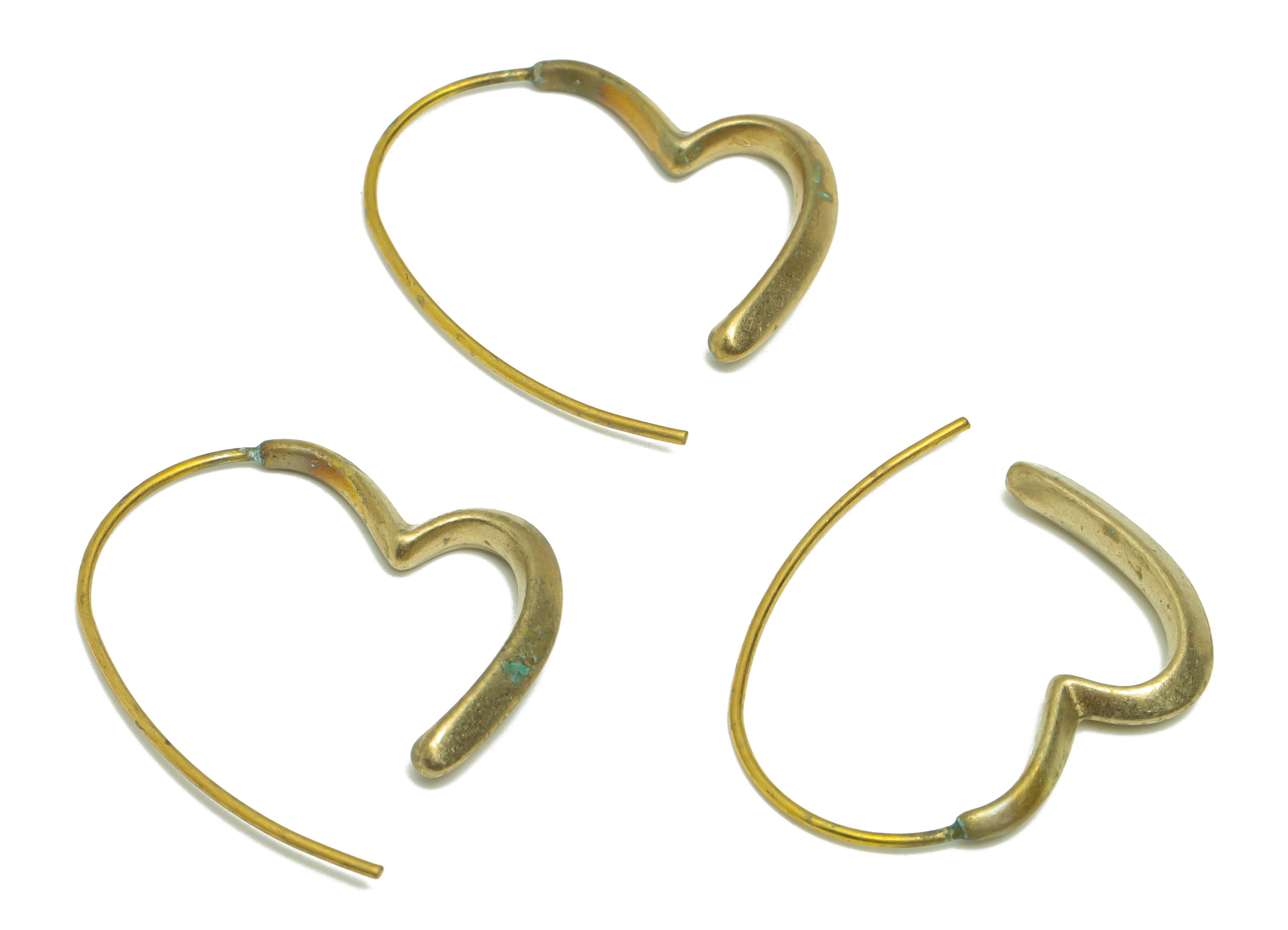 Heart Wire Hook Earring Hoop - Raw Brass Hoop Wire Earring - Heart Wire Hook Earring - Ear Wire Hook Heart - 29x26x3.2mm-PP9231 - DOMEDBAZAAR
