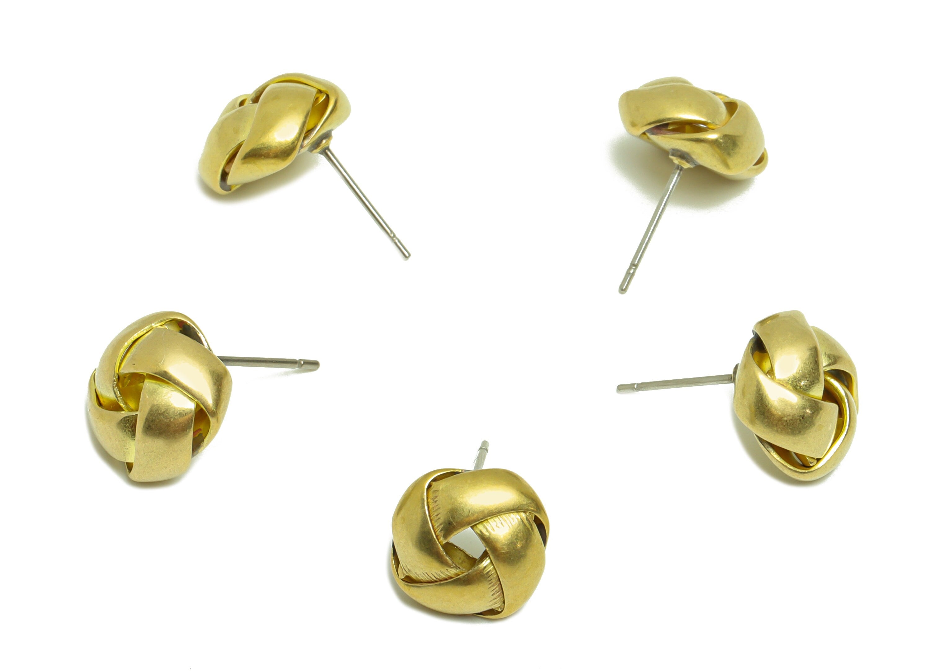 Brass Knot Earring Post - Brass Bead Earring Stud - Brass Weave Knot Earring Post - Geometry Knot Earring Post - 11.28x11.47x5.64mm -PP8847 - DOMEDBAZAAR