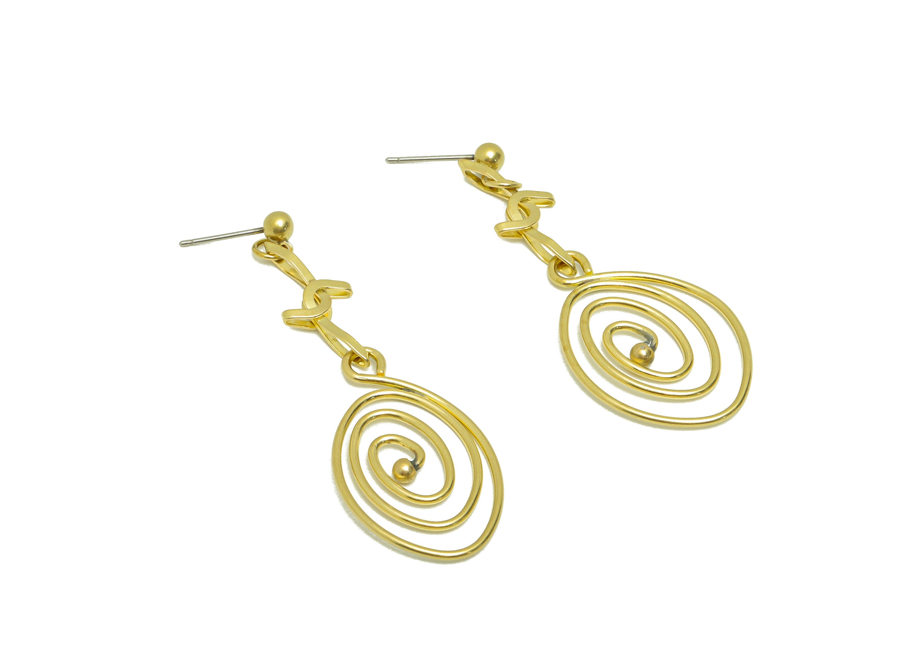 Brass Dangle Earring Post - Brass Twine Wire Earring Stud - Brass Wire Earring Post - Ball Earring Post - 56.66x19.53x1.28mm -PP8852 - DOMEDBAZAAR