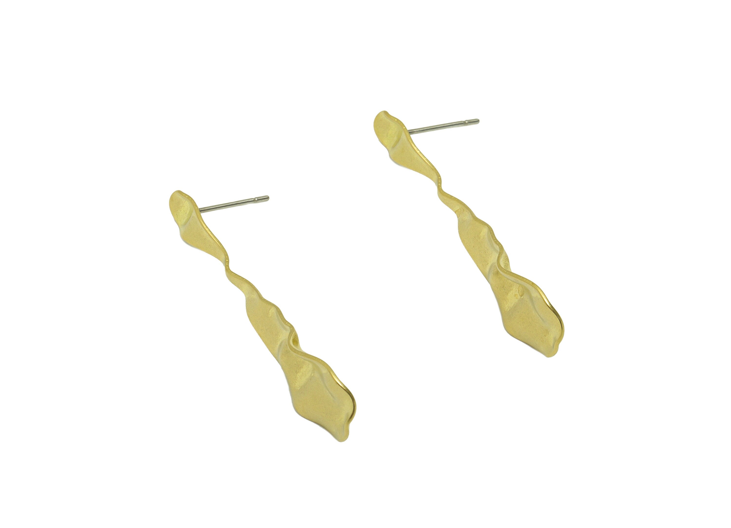 Hammered Drop Earring Post - Brass Wavy Teardrop Earring Stud - Brass Hammered Earring Post - Irregular Earring Post - 43x11x1.16mm -PP8882 - DOMEDBAZAAR