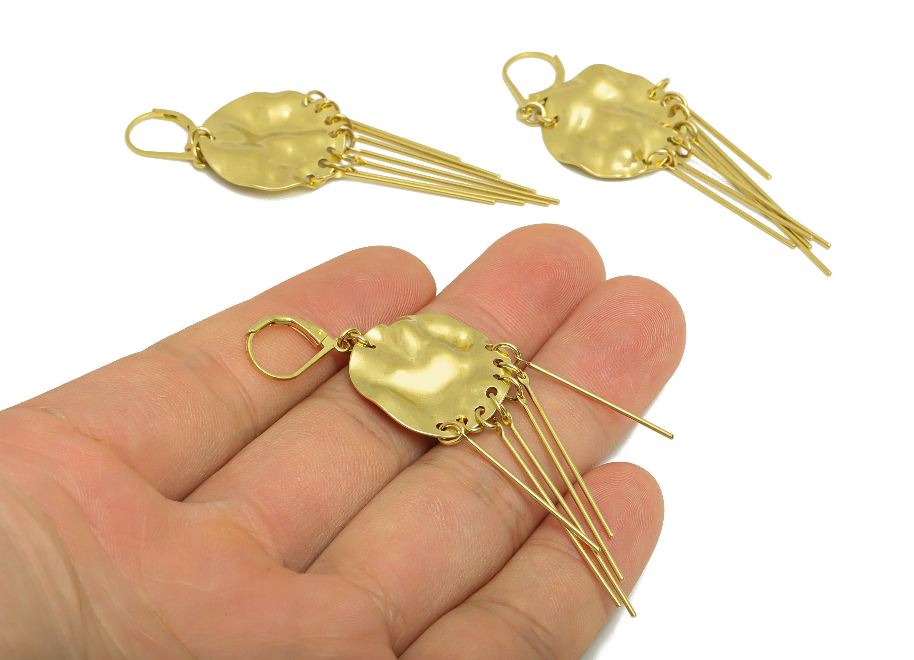 Hammered Wire Earring - Brass Wavy Circle Earring Clasp - Brass Hammered Wire 7 Hoop Clasp - Round Earring Clasp - 71x22x0.79mm -PP8879 - DOMEDBAZAAR