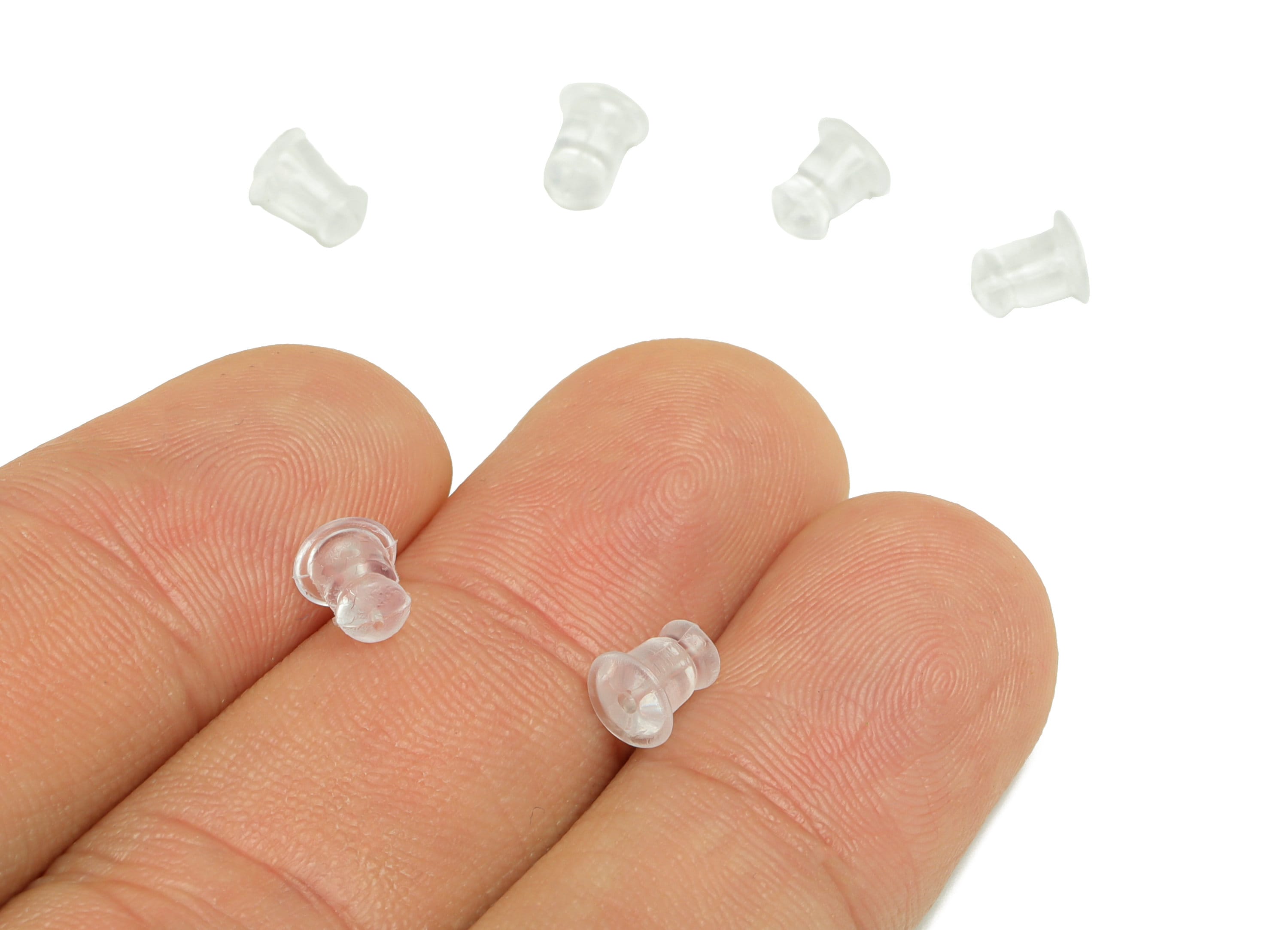 Rubber Earring Stopper Nuts - Rubber Earring Findings - Earring Back - Transparent Nuts - 6.11x5mm - ES1005B - DOMEDBAZAAR