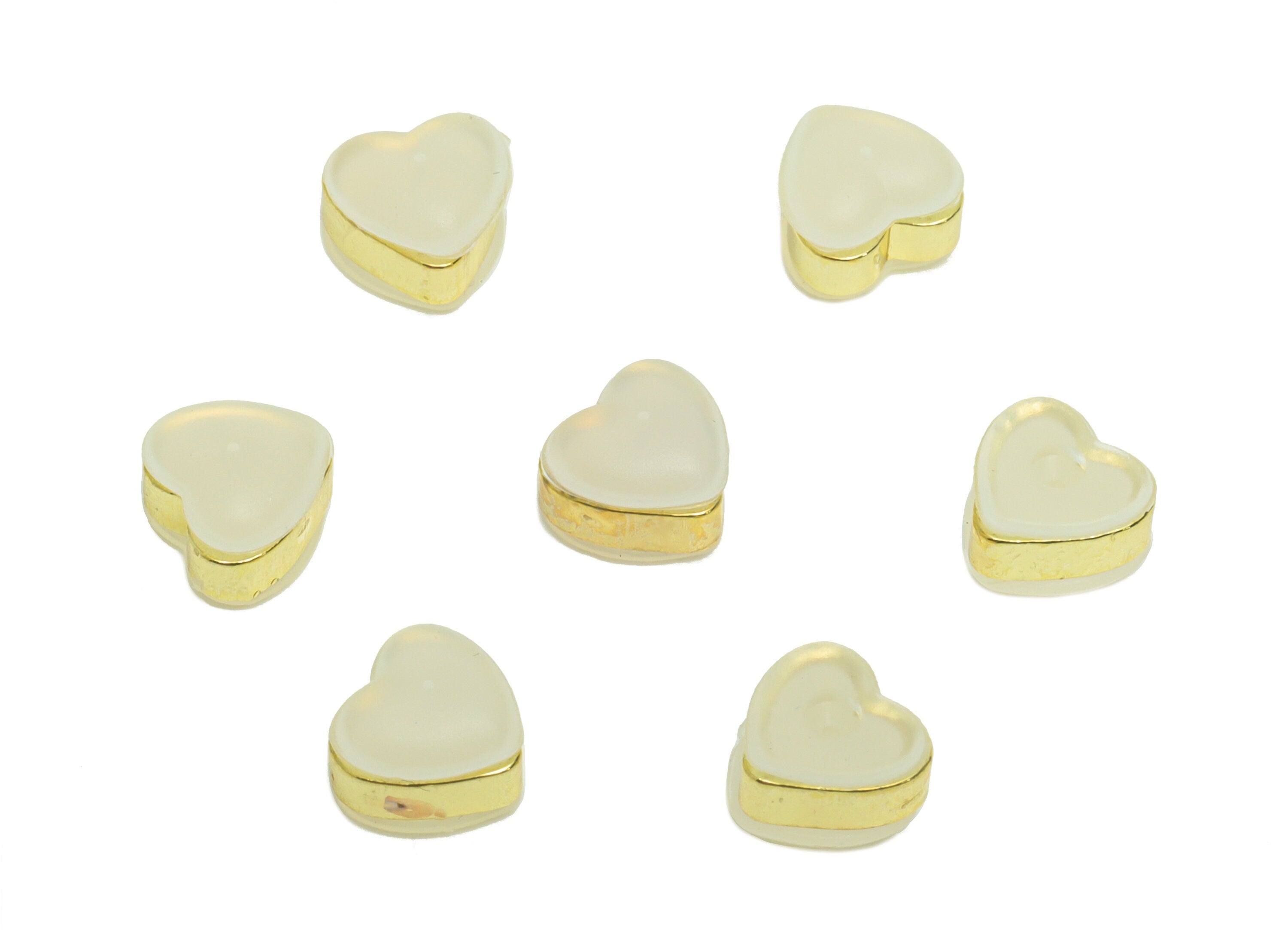 Brass Heart Silica Gel Rubber - Rubber Earring Stopper Nuts - Rubber Earring Findings - Earring Back - Gold Tone Plating - 5x6x4mm - ES1037 - DOMEDBAZAAR