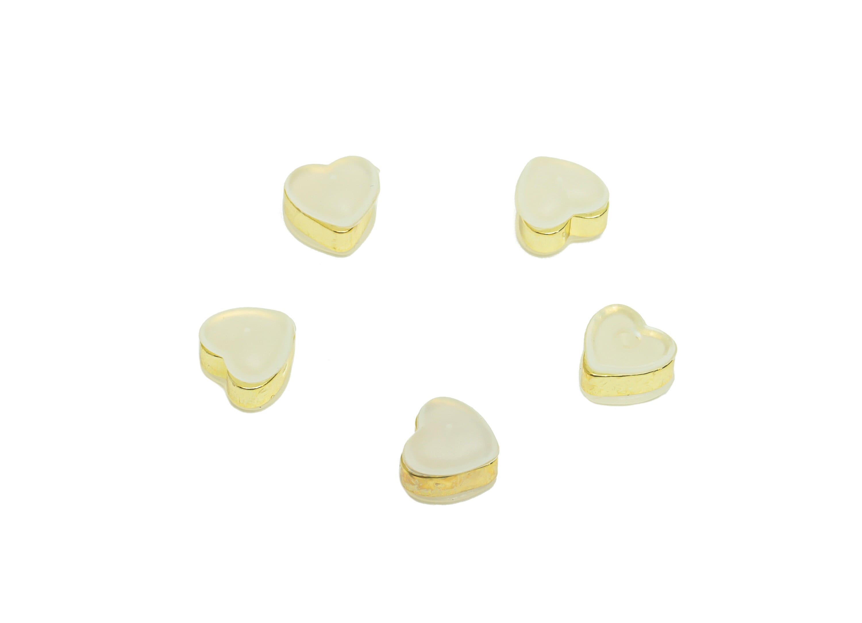 Brass Heart Silica Gel Rubber - Rubber Earring Stopper Nuts - Rubber Earring Findings - Earring Back - Gold Tone Plating - 5x6x4mm - ES1037 - DOMEDBAZAAR