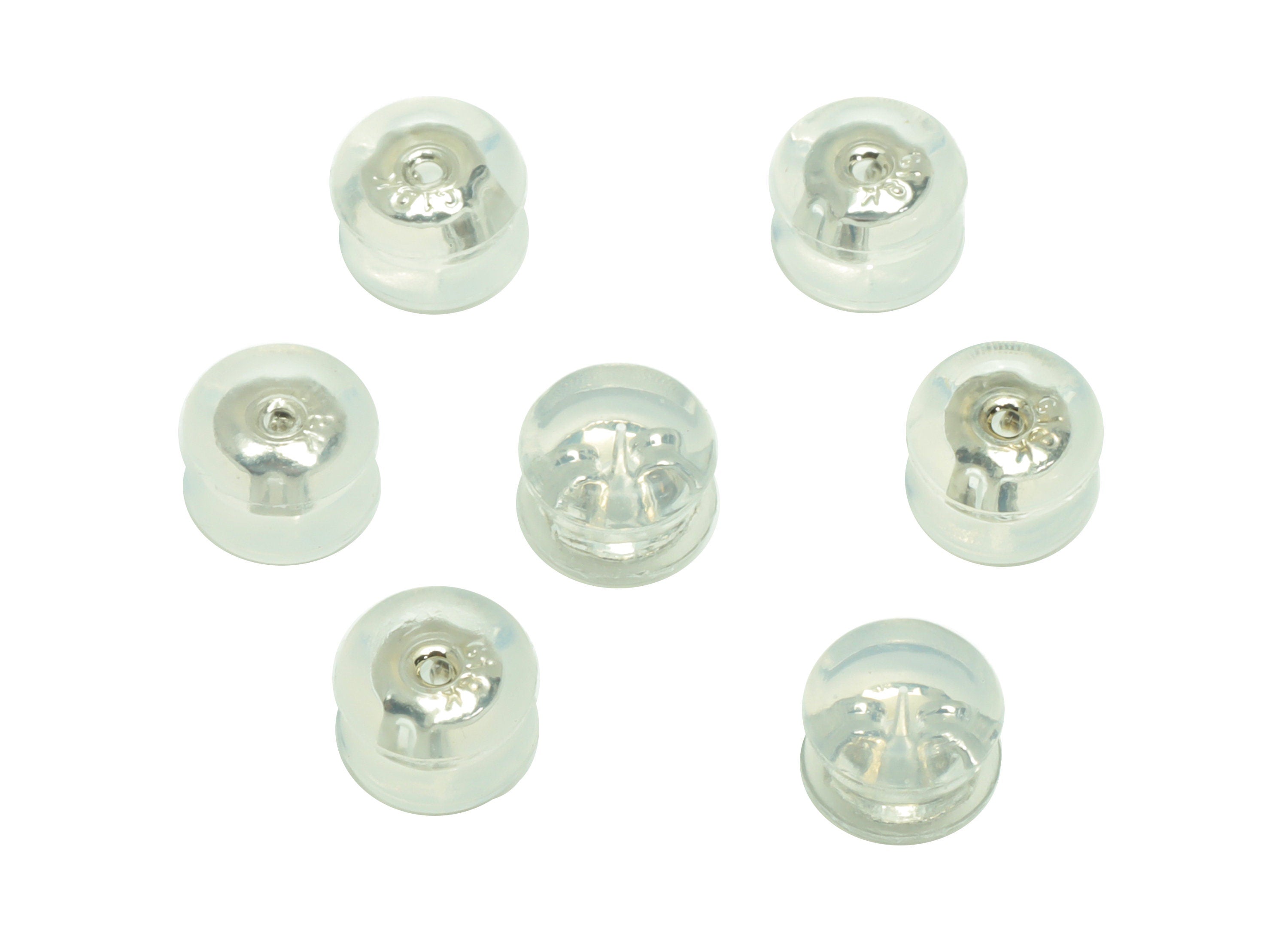 Brass Silica Gel Rubber - Rubber Earring Stopper Nuts - Rubber Earring Findings - Earring Back - Silver Tone Plating - 5.89x5x4mm - ES1040 - DOMEDBAZAAR