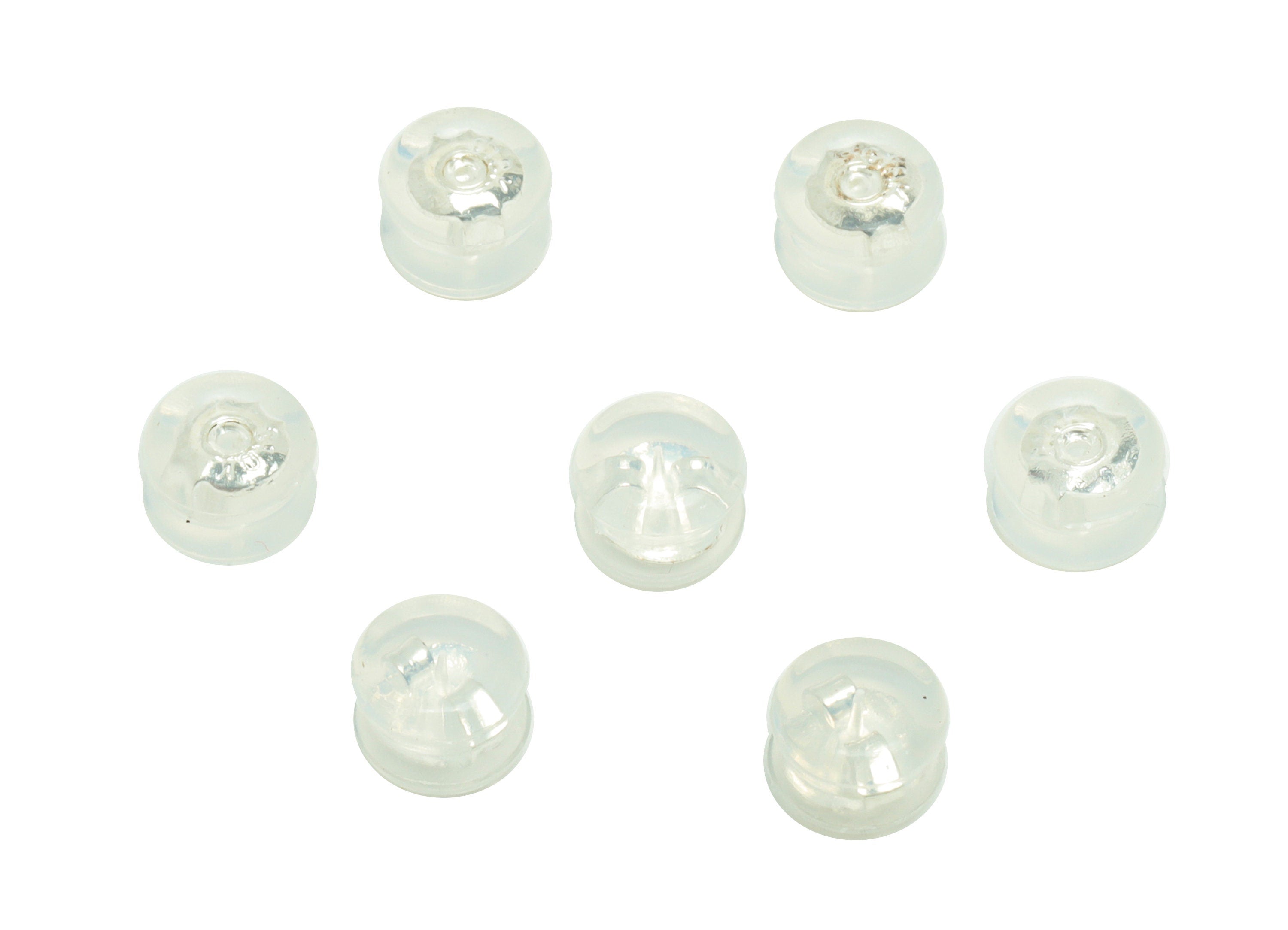 Brass Silica Gel Rubber - Rubber Earring Stopper Nuts - Rubber Earring Findings - Earring Back - Silver Tone Plating - 5.89x5x4mm - ES1041 - DOMEDBAZAAR