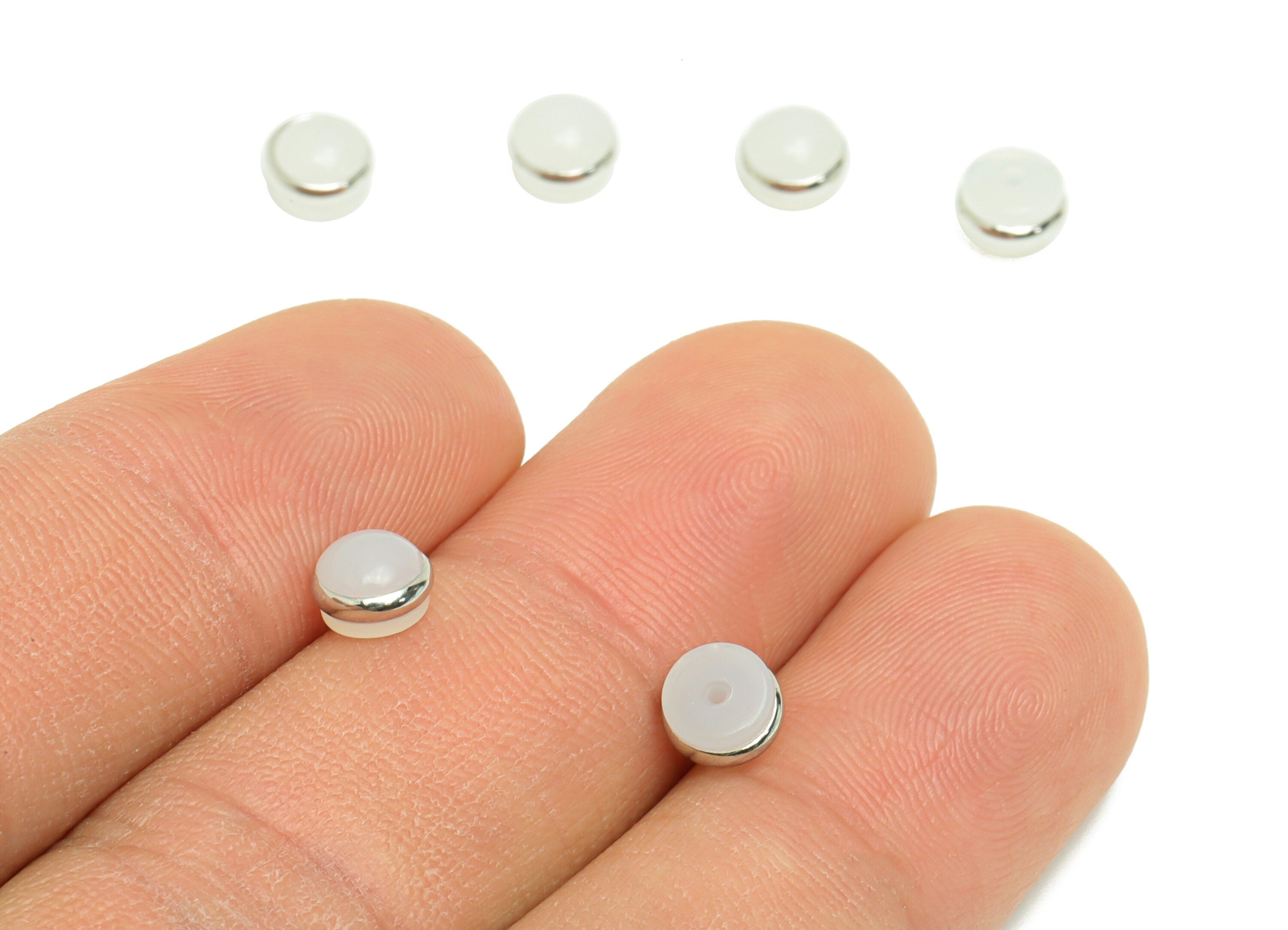 Brass Silica Gel Rubber - Rubber Earring Stopper Nuts - Rubber Earring Findings - Earring Back - Silver Tone Plating - 5.89x5x4mm - ES1043 - DOMEDBAZAAR