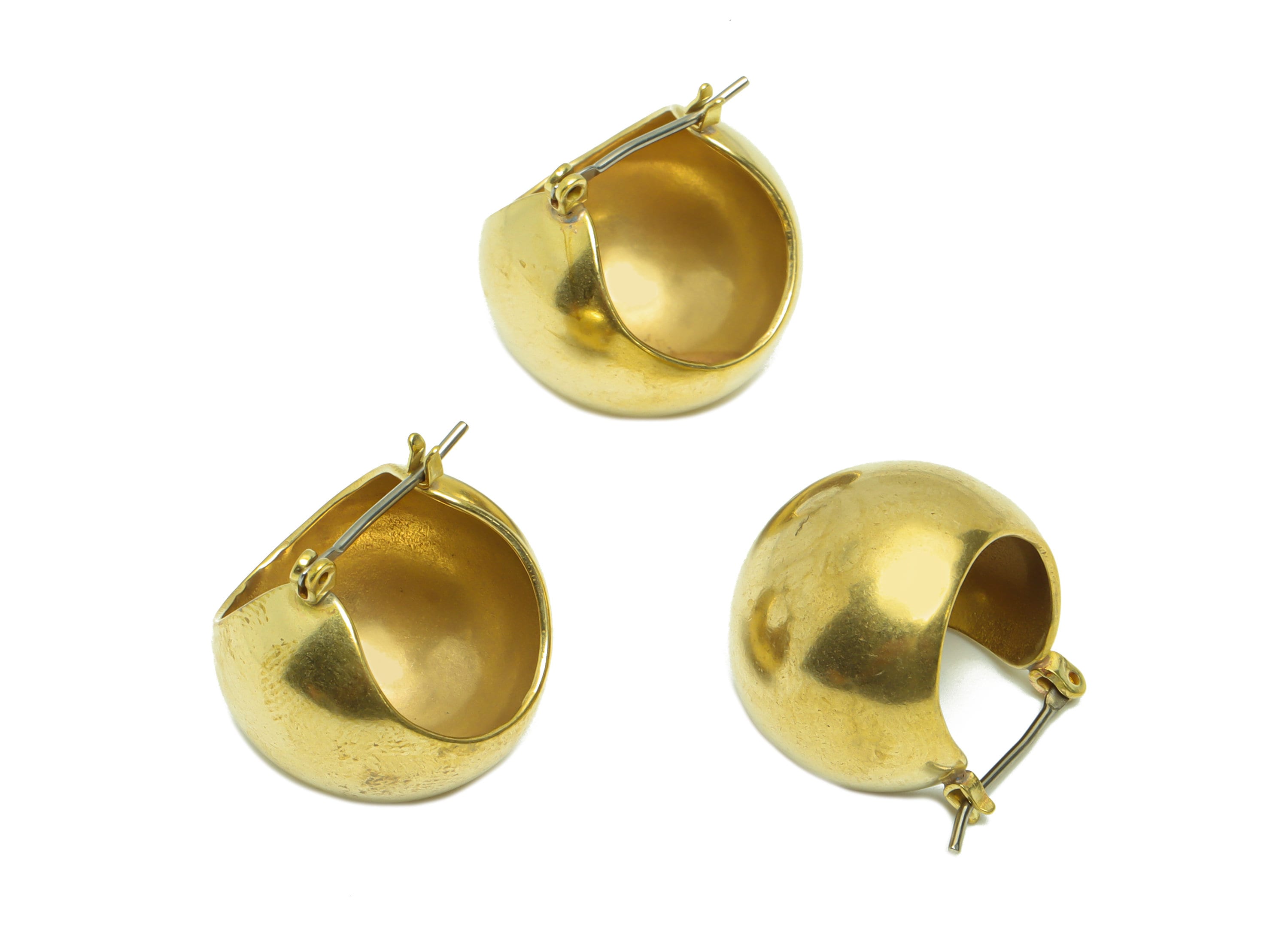Thick Ball Hoop Earring - Brass Hinged Basket Back Earring - Basket Hinged Back Earring - Brass Hinged Back Earring - 20x19x1.4mm - PP9479 - DOMEDBAZAAR