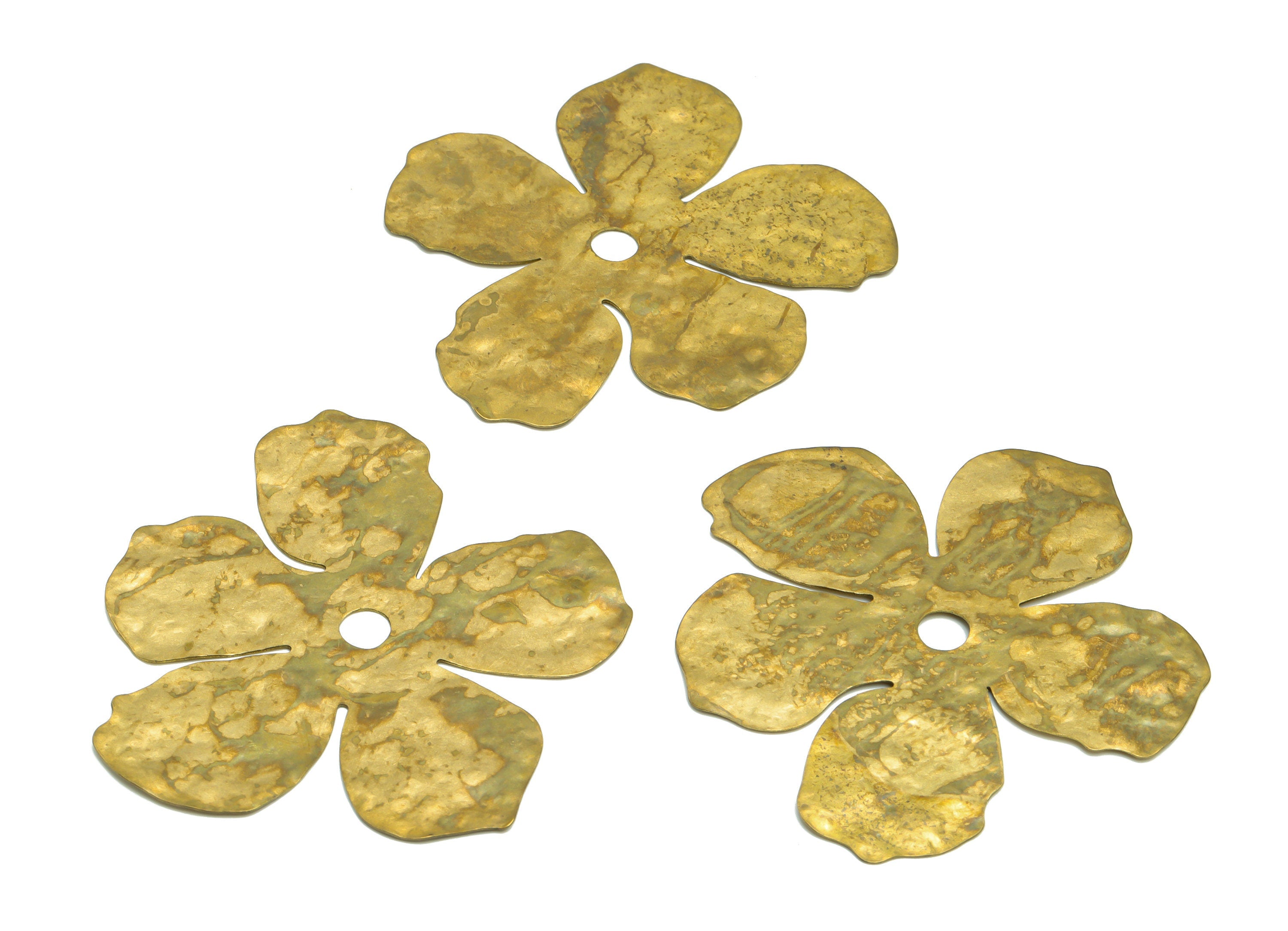 Brass Hammered Flower Charm - Raw Brass Flower Charm - Hammered Daisy Charm - Hammered Flower Pendant - For Pendant - 67x65x1mm - PP9483 - DOMEDBAZAAR